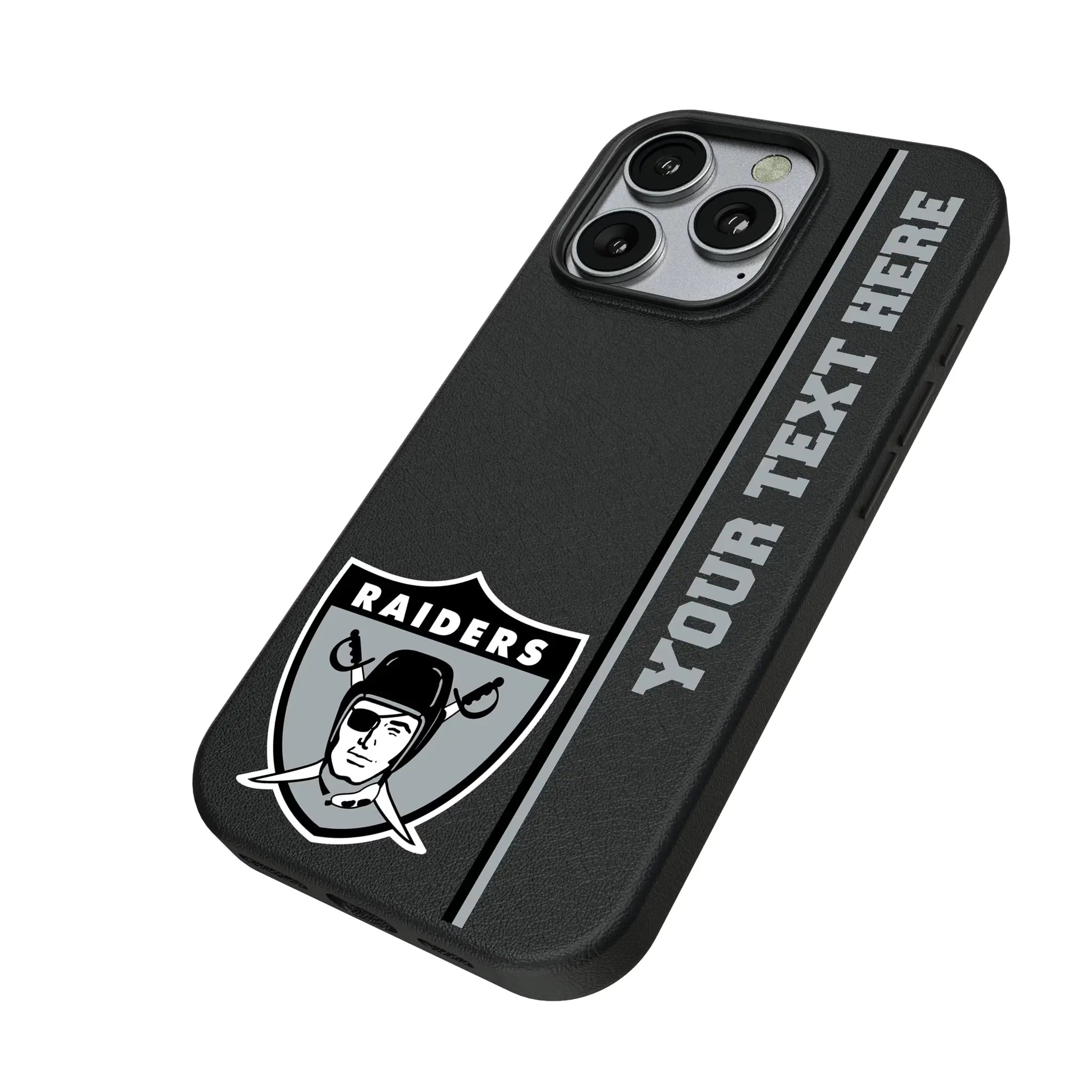 Oakland Raiders 1963 Historic Collection Personalized Sidebard iPhone MagSafe Compatible Phone Case for Apple iPhone - Isometric View