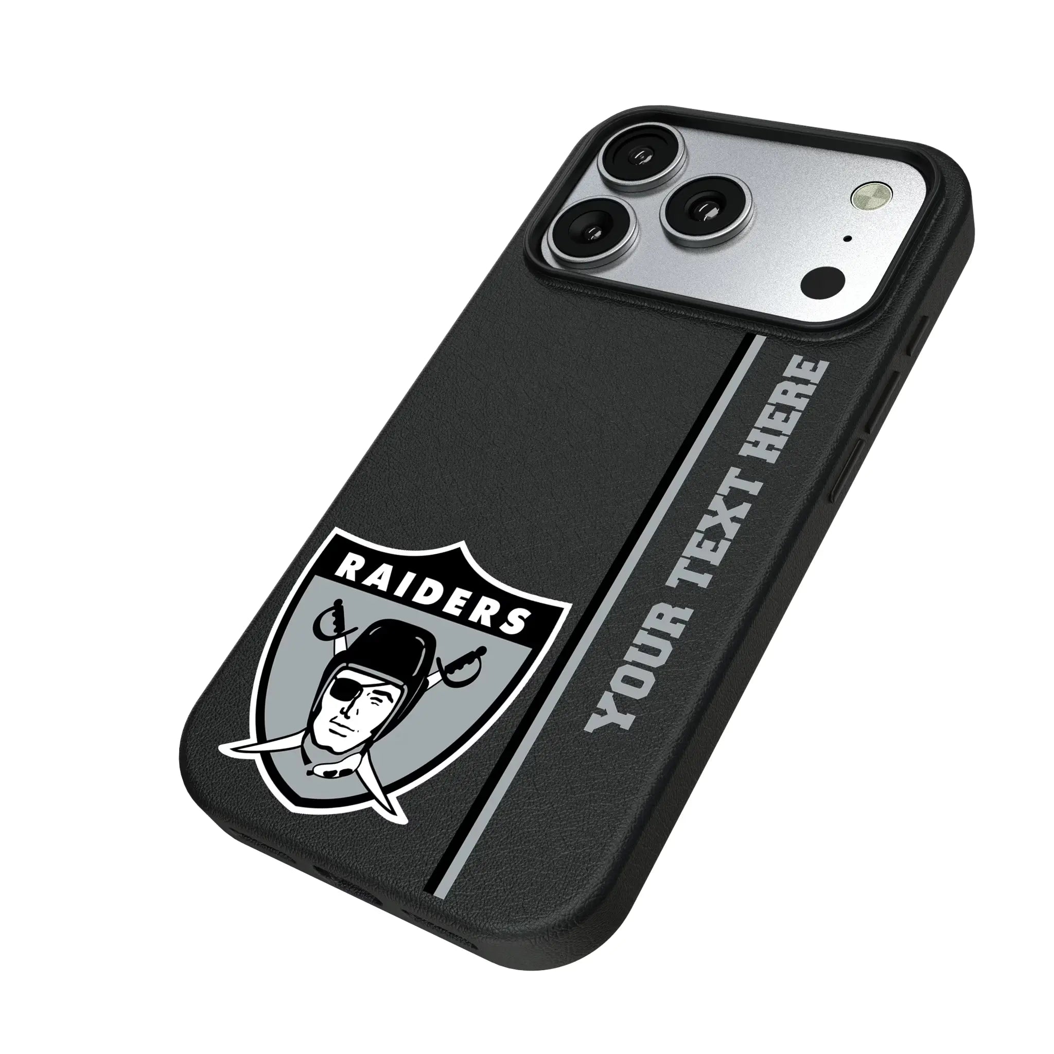 Oakland Raiders 1963 Historic Collection Personalized Sidebard iPhone MagSafe Compatible Phone Case for Apple iPhone - Isometric View#Device_iPhone 17 Pro