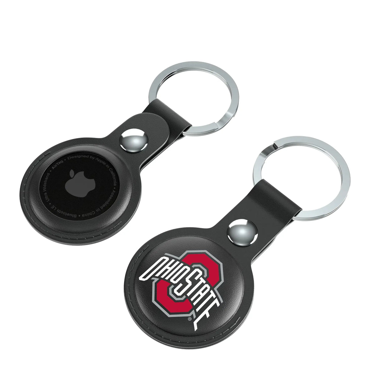 Ohio State University Buckeyes Insignia AirTag Black Airtag Holder 2-Pack - Isometric View