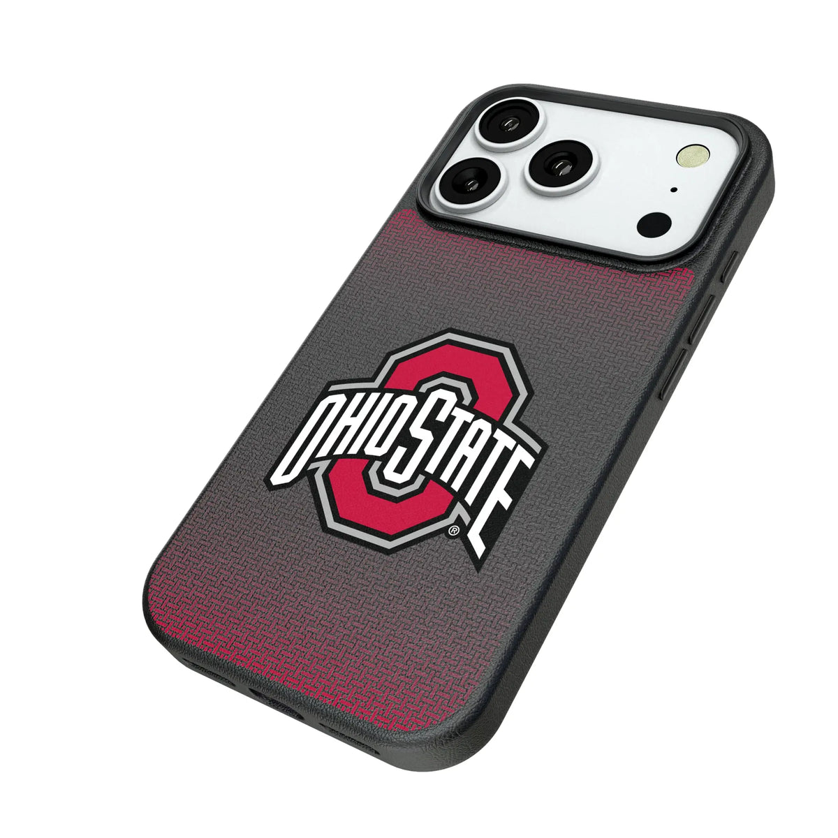 Ohio State University Buckeyes Linen iPhone MagSafe Compatible Phone Case for Apple iPhone - Isometric View#Device_iPhone 18 Pro
