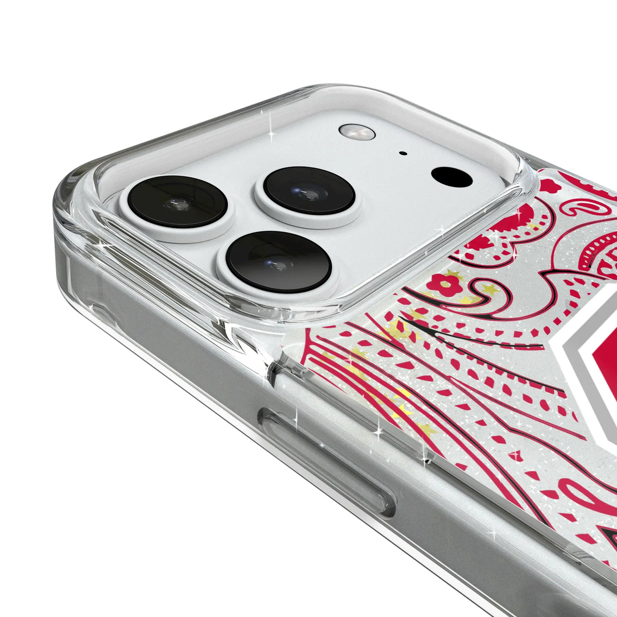 Ohio State University Buckeyes Paisley iPhone Glitter Phone Case for Apple iPhone - Detail#Device_iPhone 18 Pro