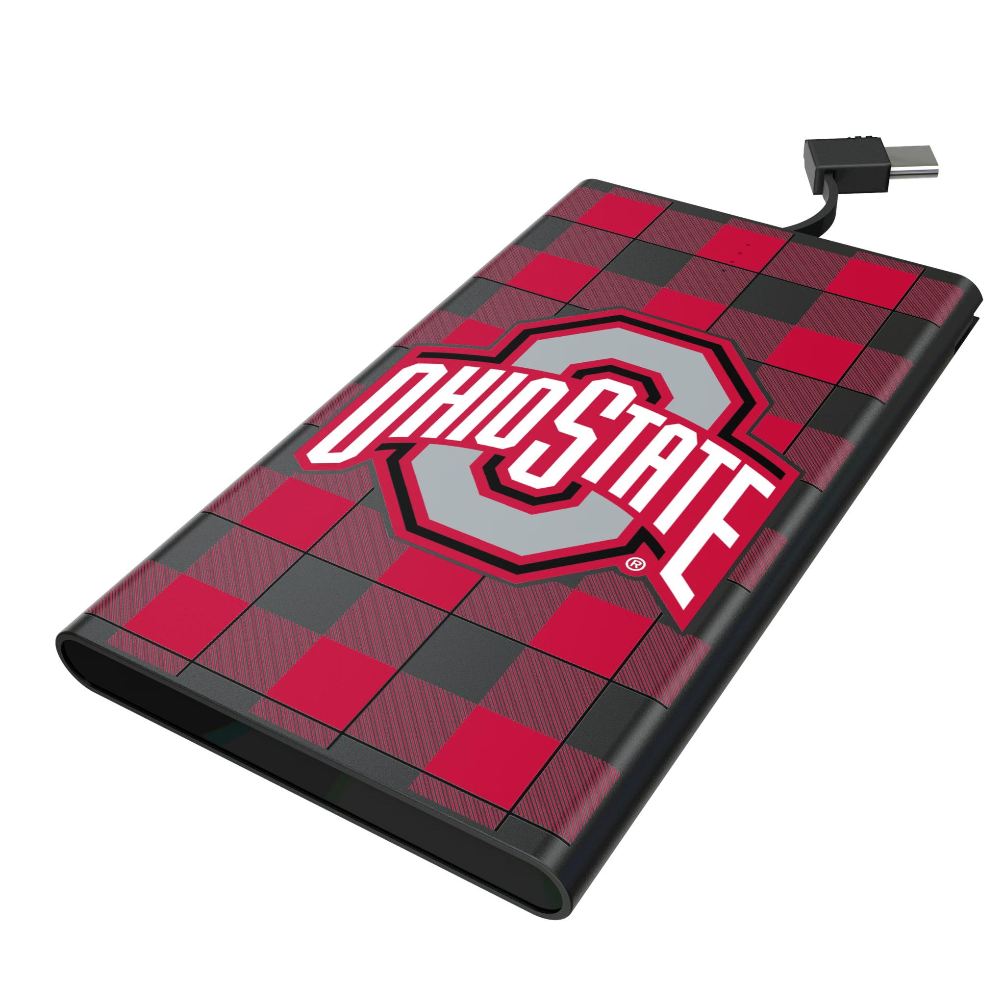 Ohio State University Buckeyes Plaid 5000mAh Flat Powerbank