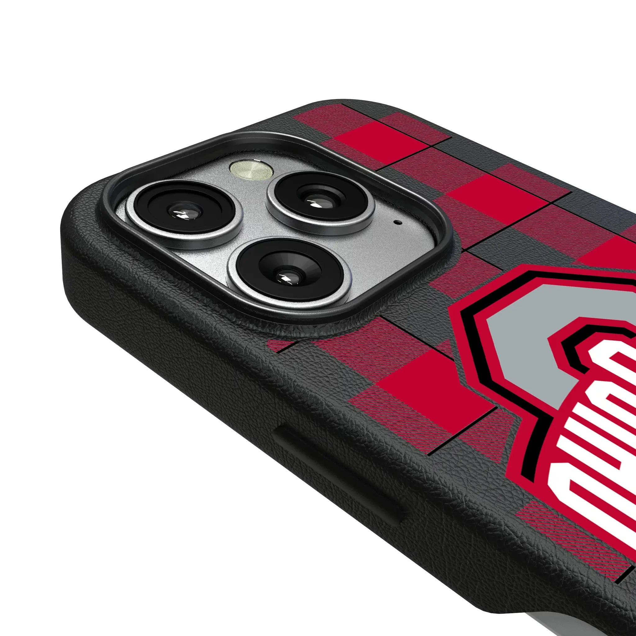 Ohio State University Buckeyes Plaid iPhone MagSafe Compatible Phone Case for Apple iPhone - Detail