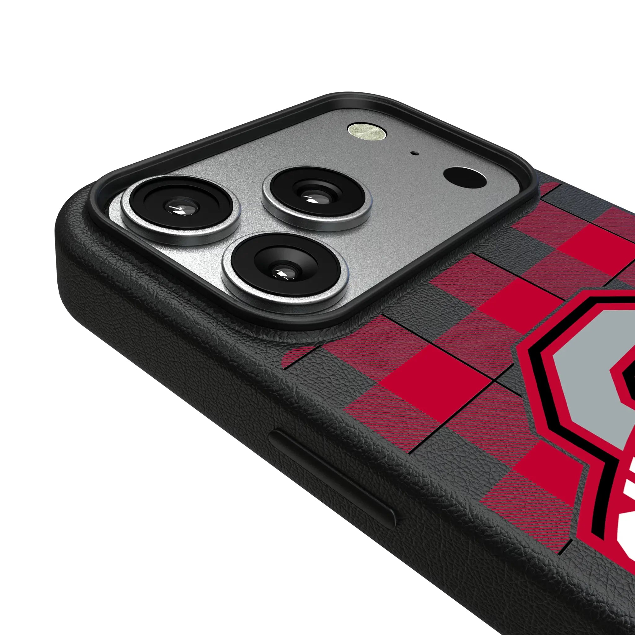 Ohio State University Buckeyes Plaid iPhone MagSafe Compatible Phone Case for Apple iPhone - Detail#Device_iPhone 17 Pro