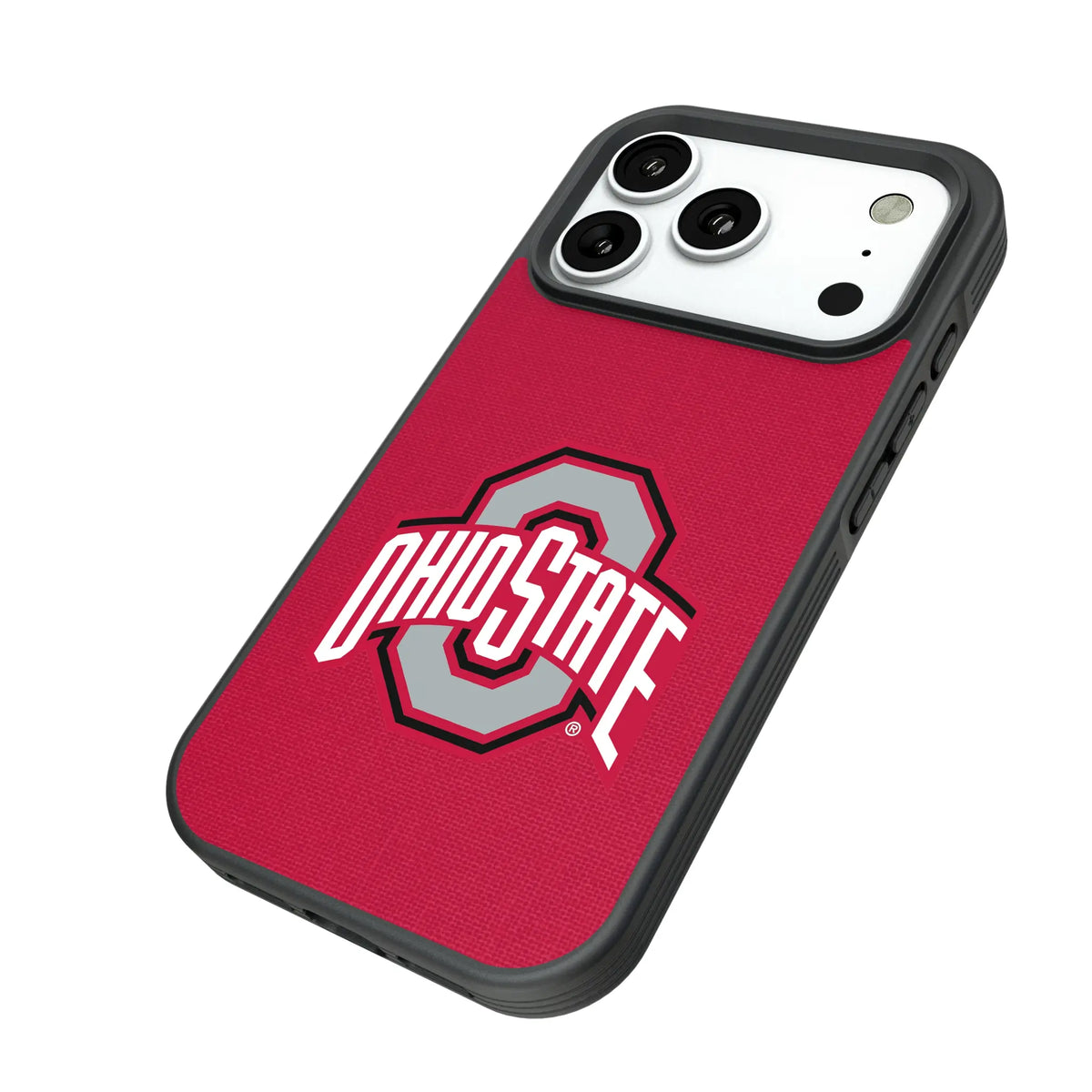 Ohio State University Buckeyes Solid iPhone Bump Phone Case for Apple iPhone - Isometric View#Device_iPhone 18 Pro