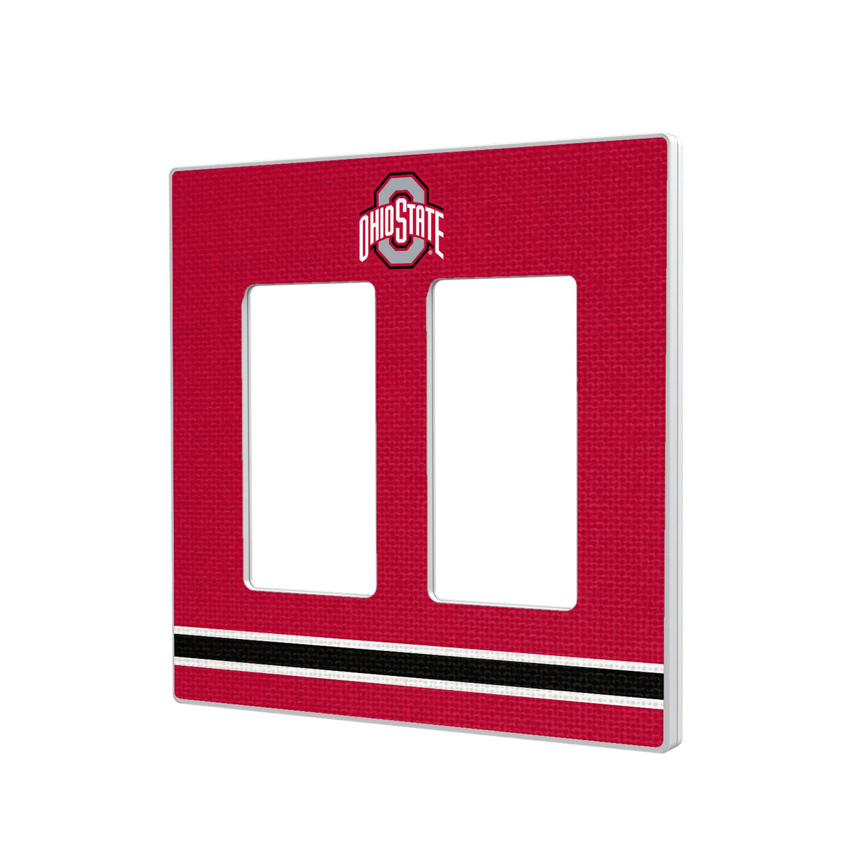 Ohio State University Buckeyes Stripe Hidden-Screw Light Switch Plate#Style_Double Rocker