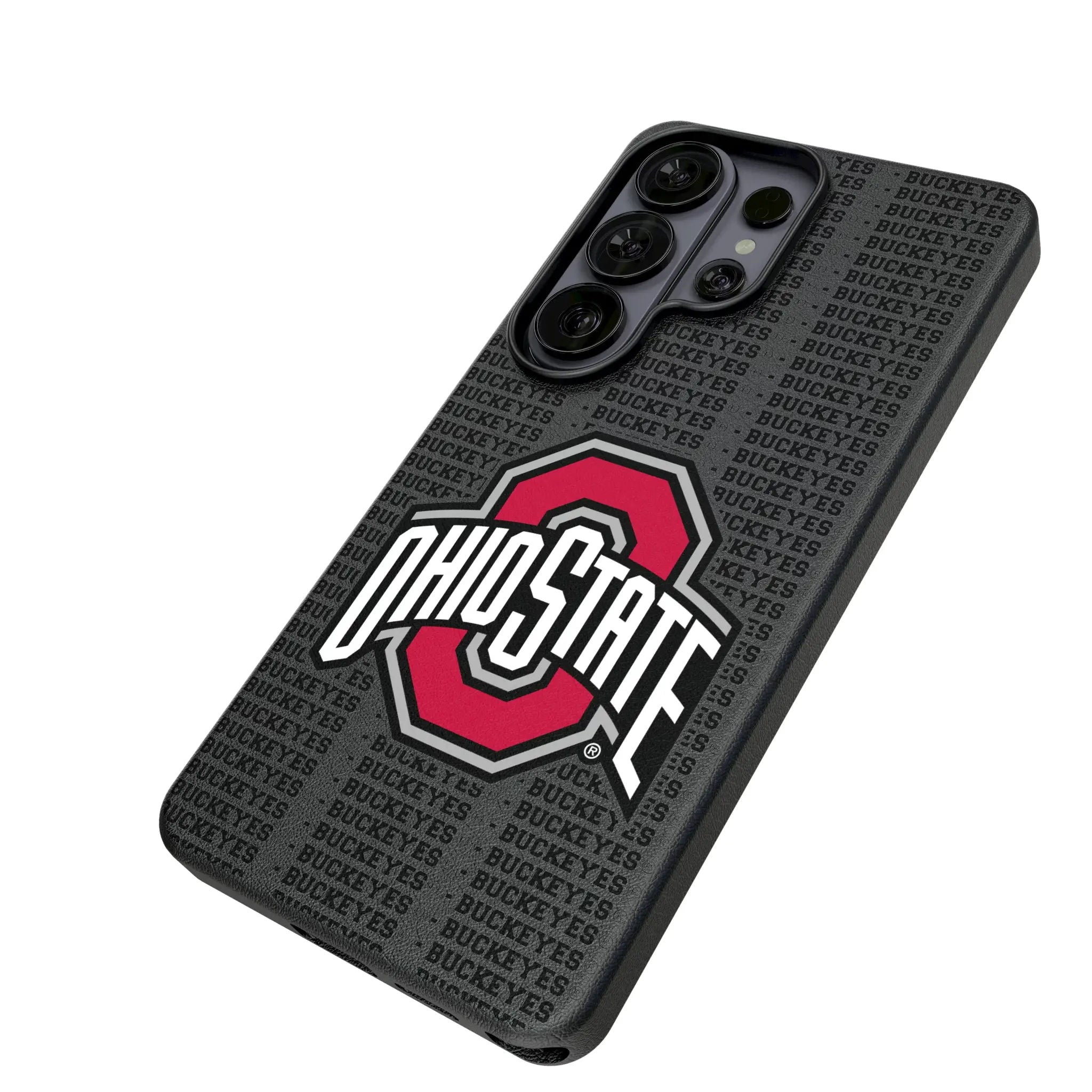Ohio State University Buckeyes Text Backdrop Galaxy MagSafe Compatible Phone Case for Samsung Galaxy - Isometric View#Device_Galaxy S26 Ultra