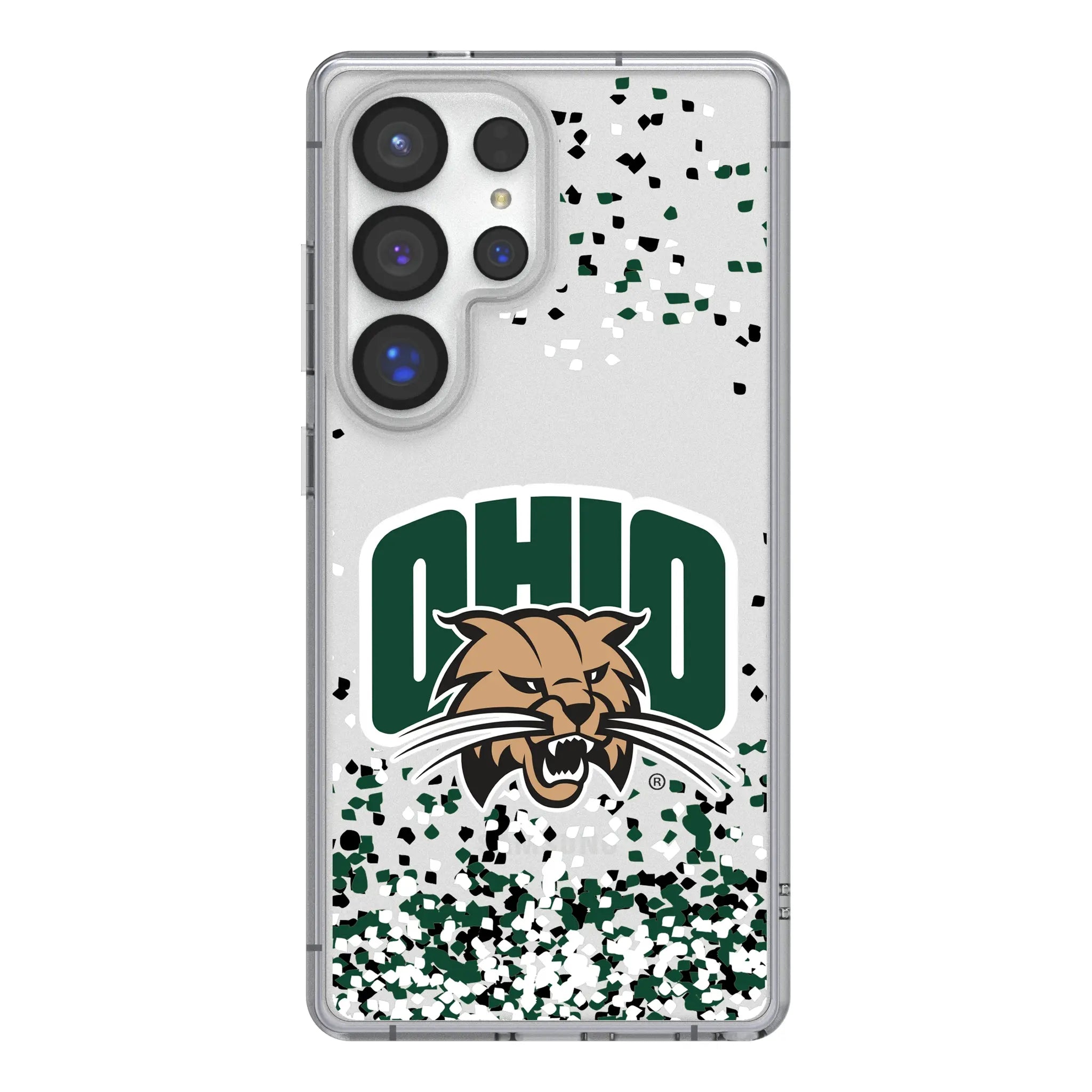 Ohio University Bobcats Confetti Galaxy Clear Phone Case for Samsung Galaxy#Device_Galaxy S25 Ultra