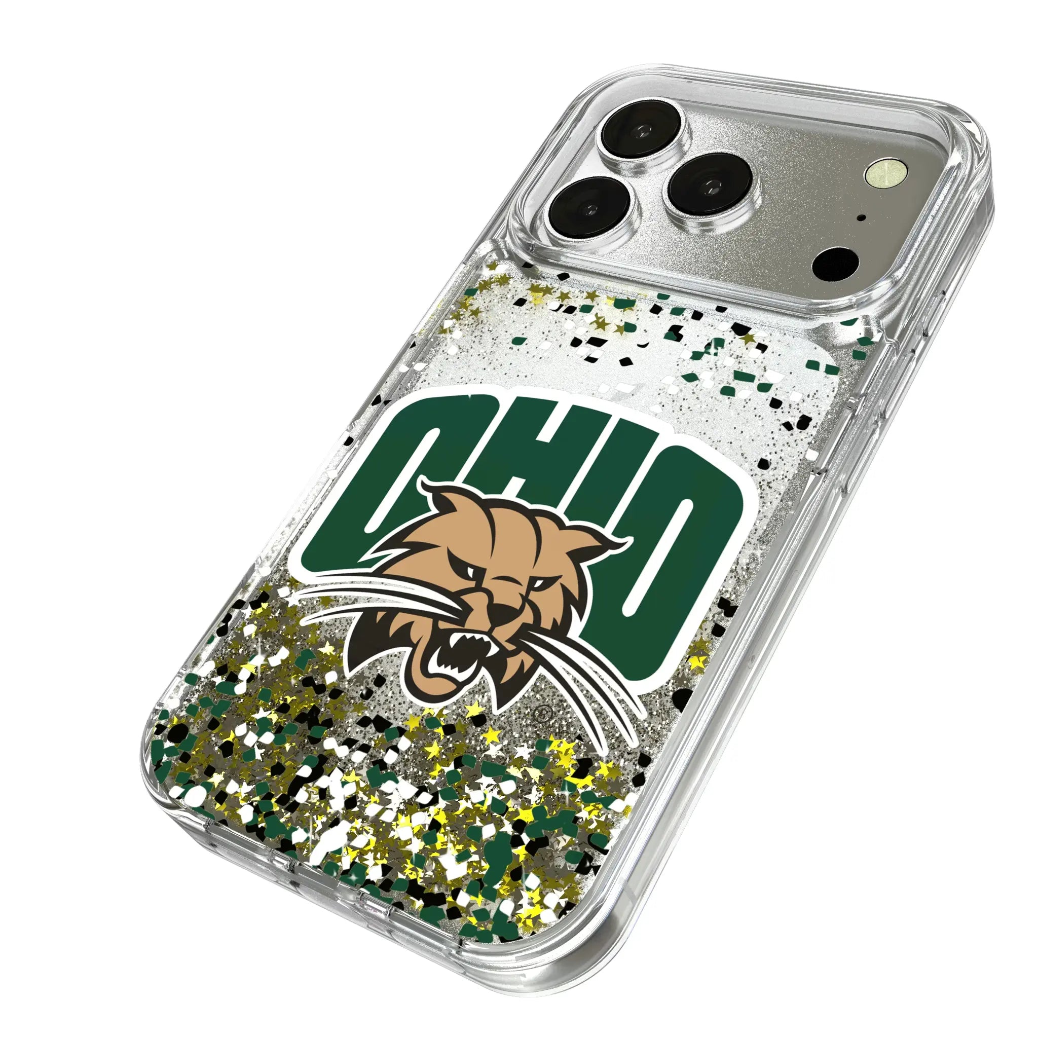 Ohio University Bobcats Confetti iPhone Glitter Phone Case for Apple iPhone - Isometric View