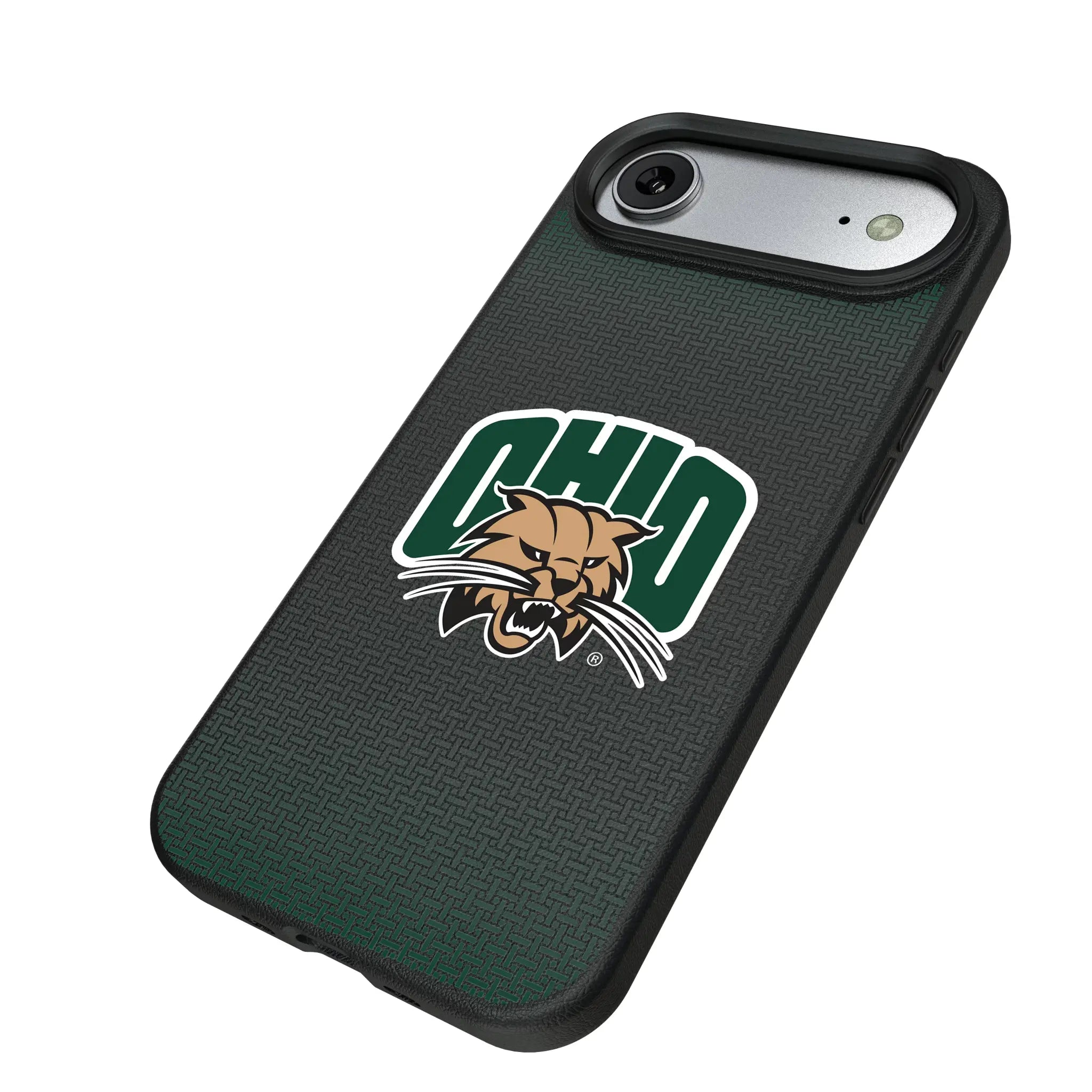 Ohio University Bobcats Linen iPhone MagSafe Compatible Phone Case for Apple iPhone - Isometric View#Device_iPhone Air