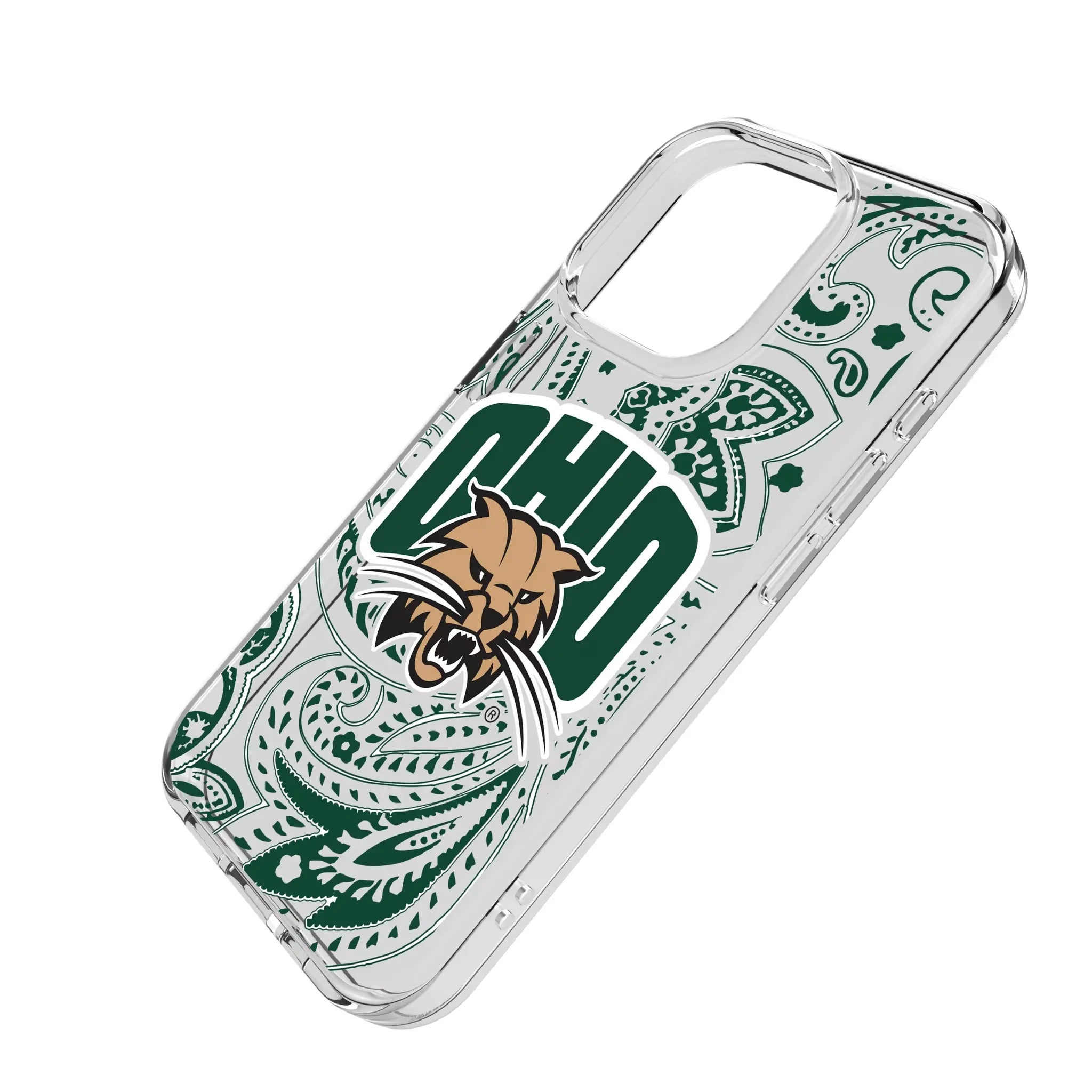 Ohio University Bobcats Paisley iPhone Clear Phone Case for Apple iPhone - Isometric View