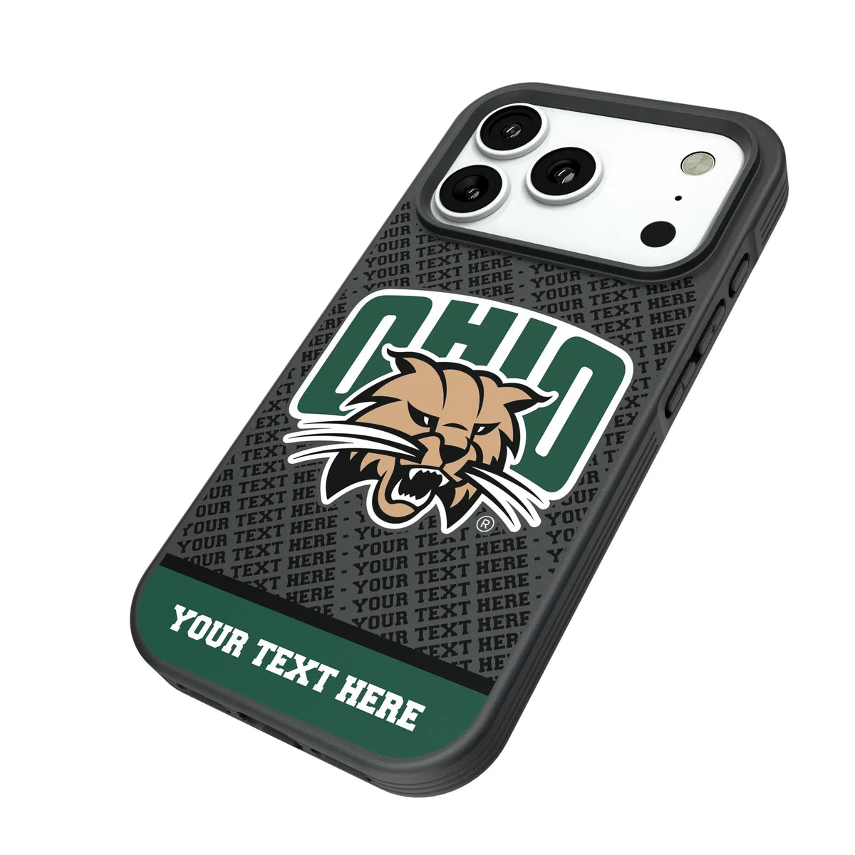 Ohio University Bobcats Personalized EndZone Plus iPhone Bump Phone Case for Apple iPhone - Isometric View#Device_iPhone 18 Pro