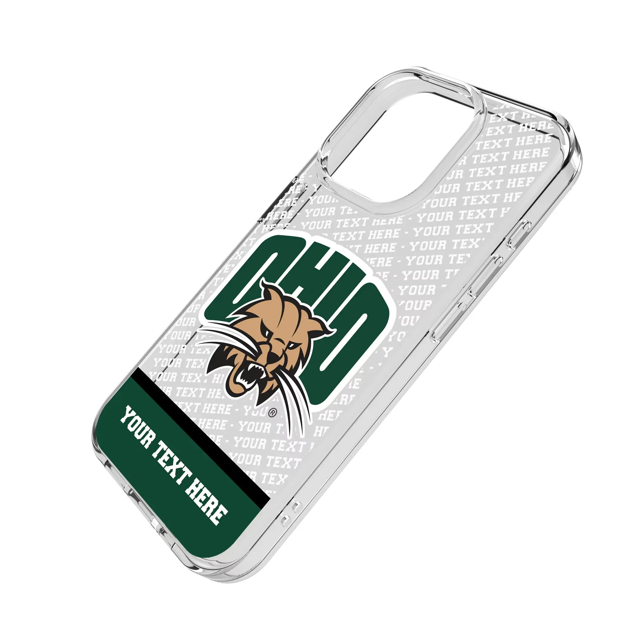 Ohio University Bobcats Personalized EndZone Plus iPhone Clear Phone Case for Apple iPhone - Isometric View