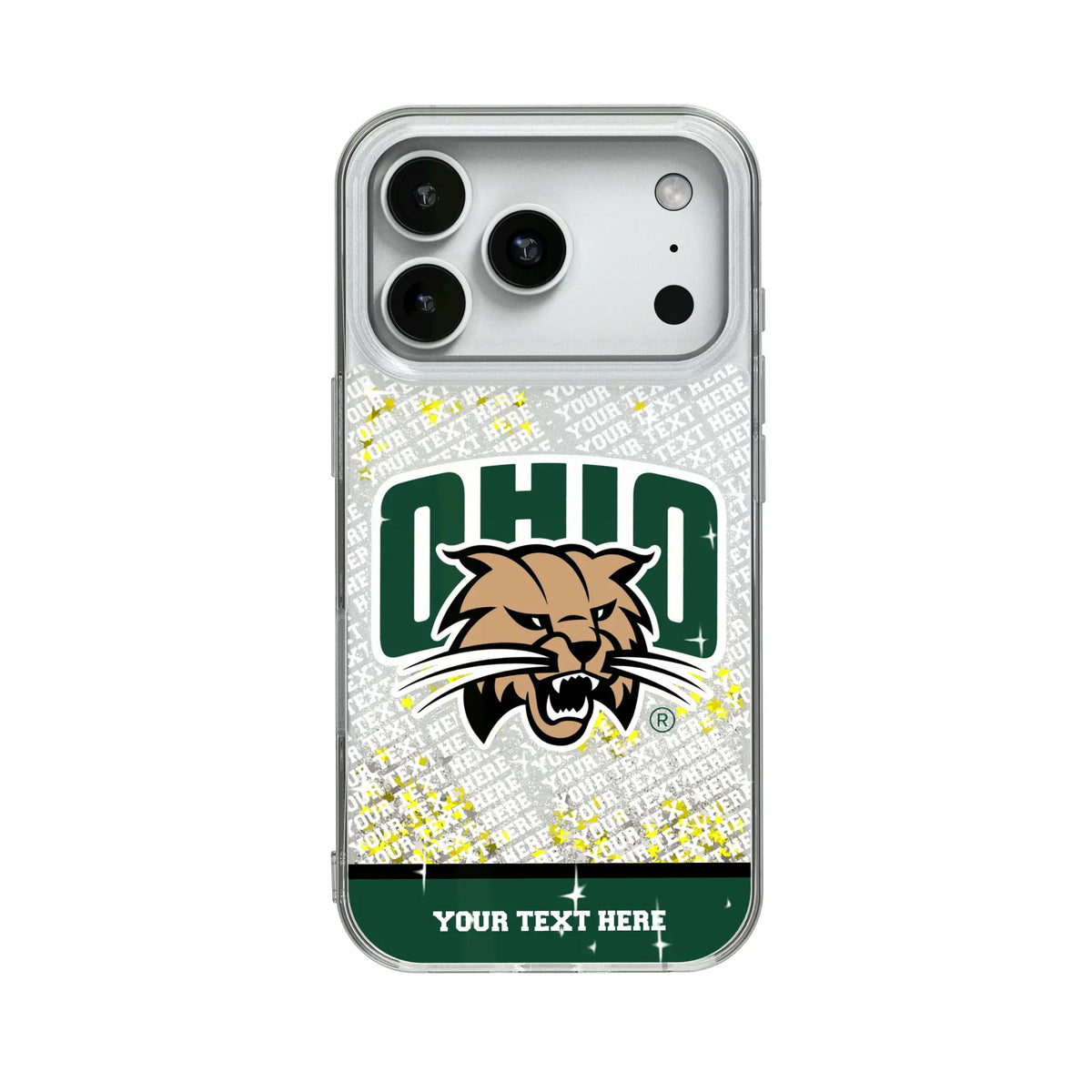 Ohio University Bobcats Personalized EndZone Plus Glitter Phone Case for Apple iPhone
