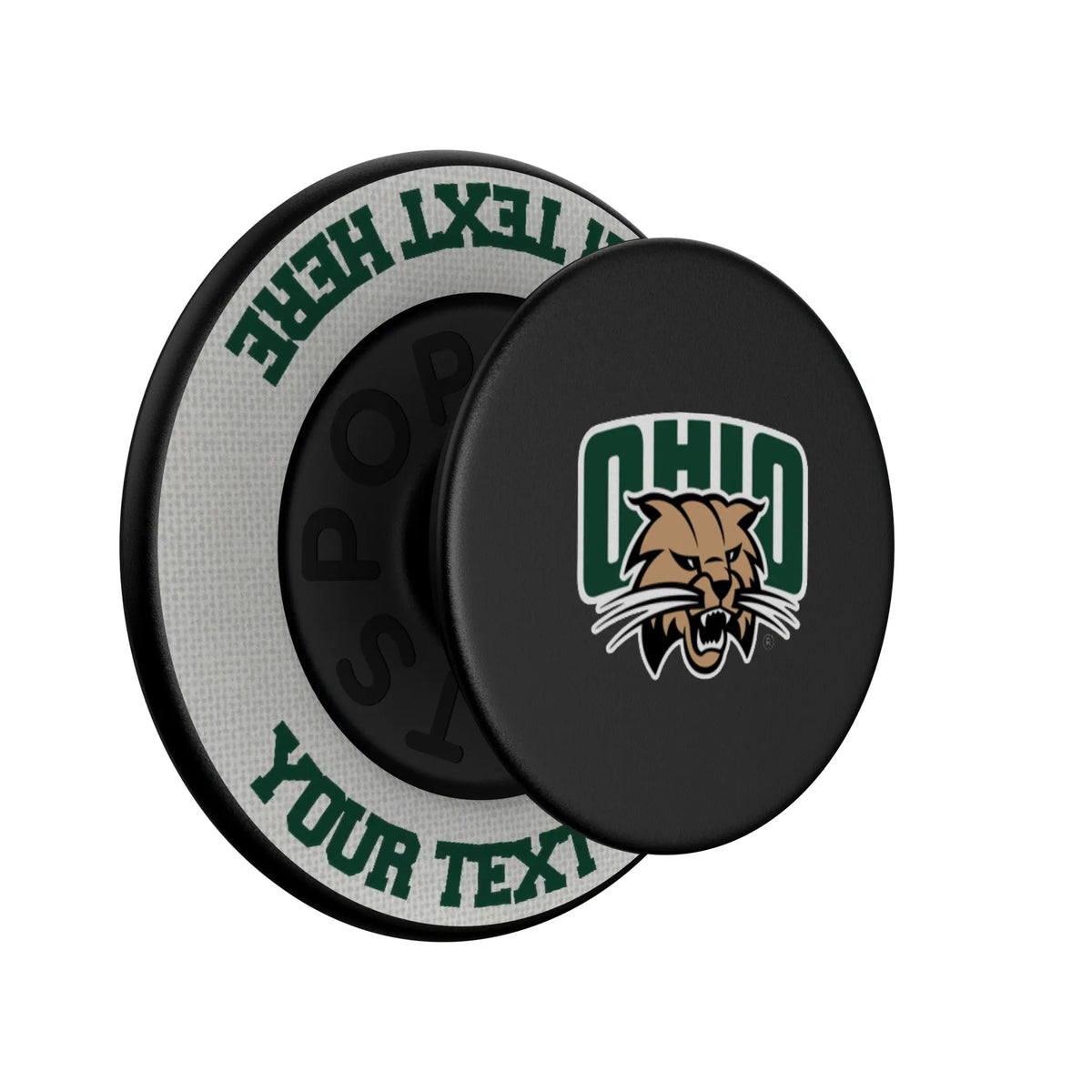 Ohio University Bobcats Personalized Endzone Solid Popsockets Round Magnetic - Isometric View