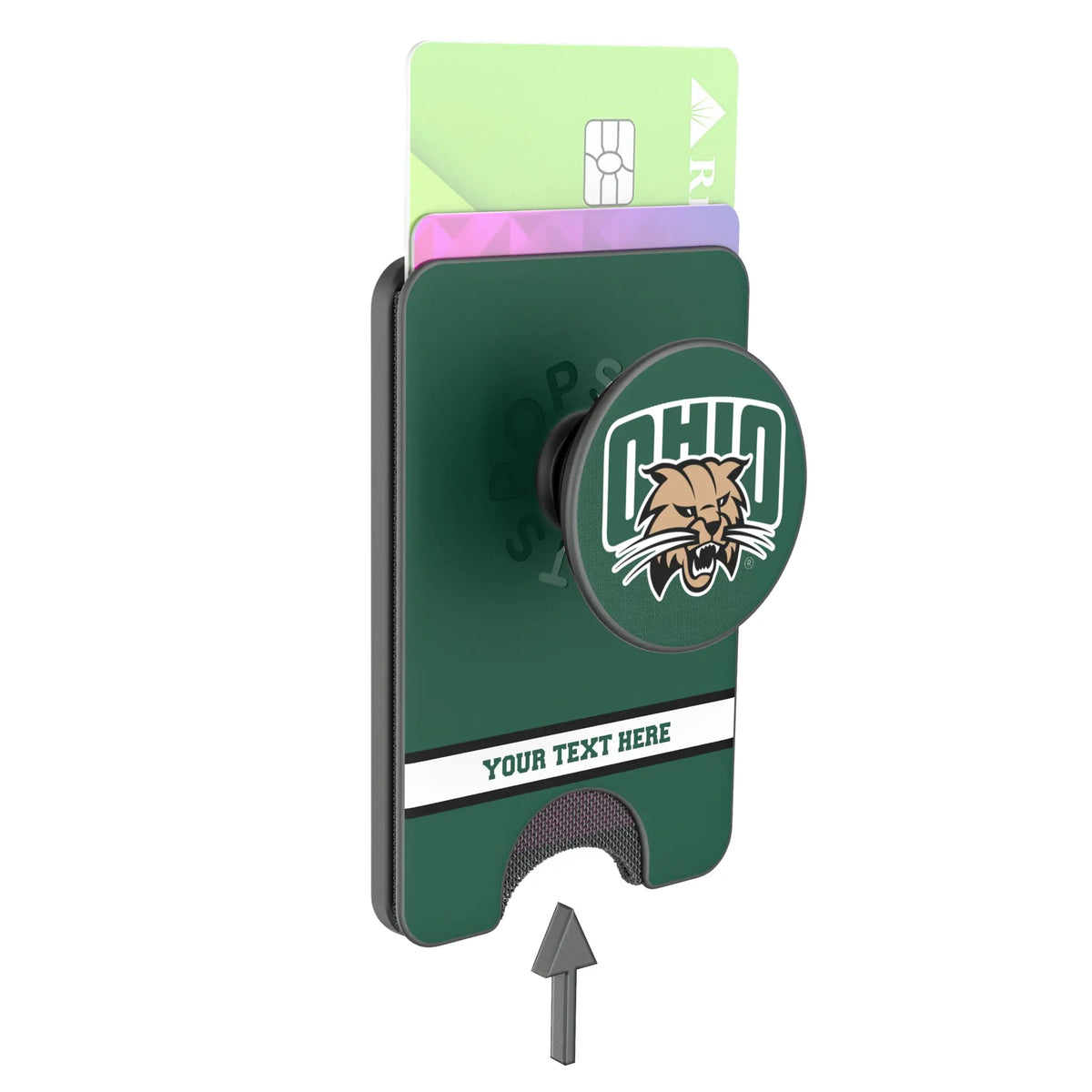 Ohio University Bobcats Personalized Endzone Solid Popsockets Wallet Magnetic - Detail