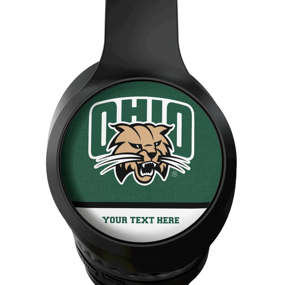 Ohio University Bobcats Personalized Endzone Solid Wireless Over-Ear Headphones With Case - Detail