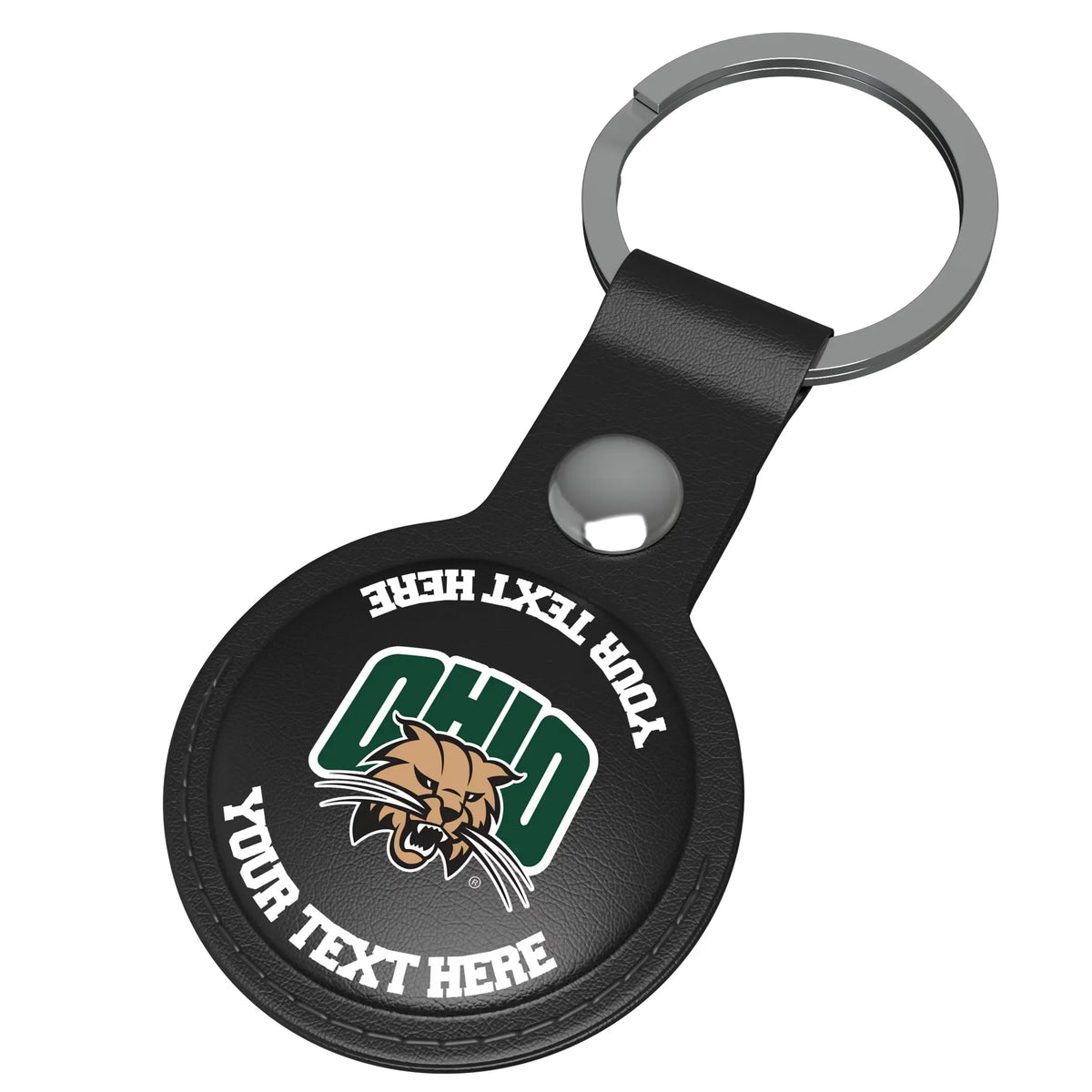 Ohio University Bobcats Personalized Insignia AirTag Black Airtag Holder - Isometric View