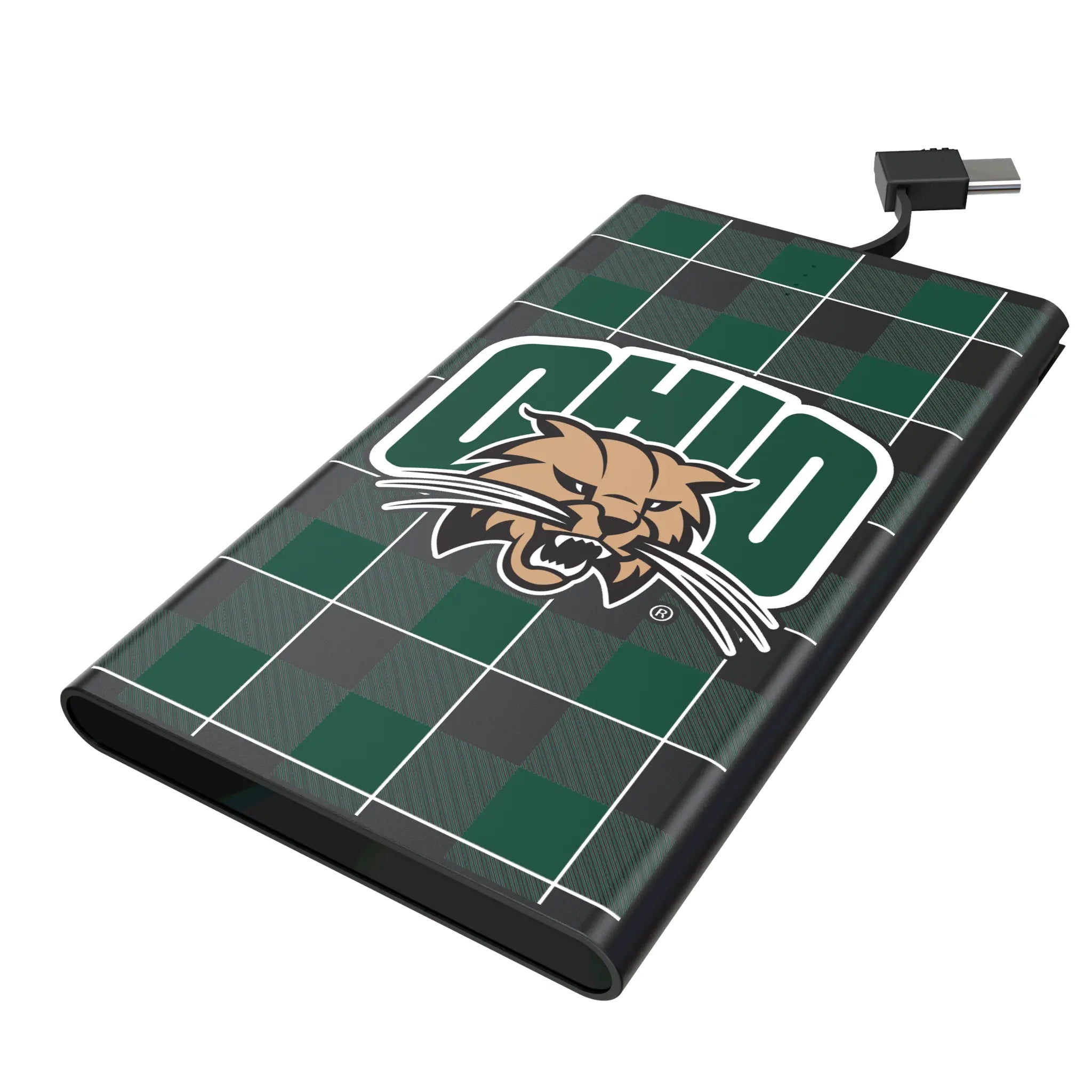 Ohio University Bobcats Plaid 5000mAh Flat Power Bank