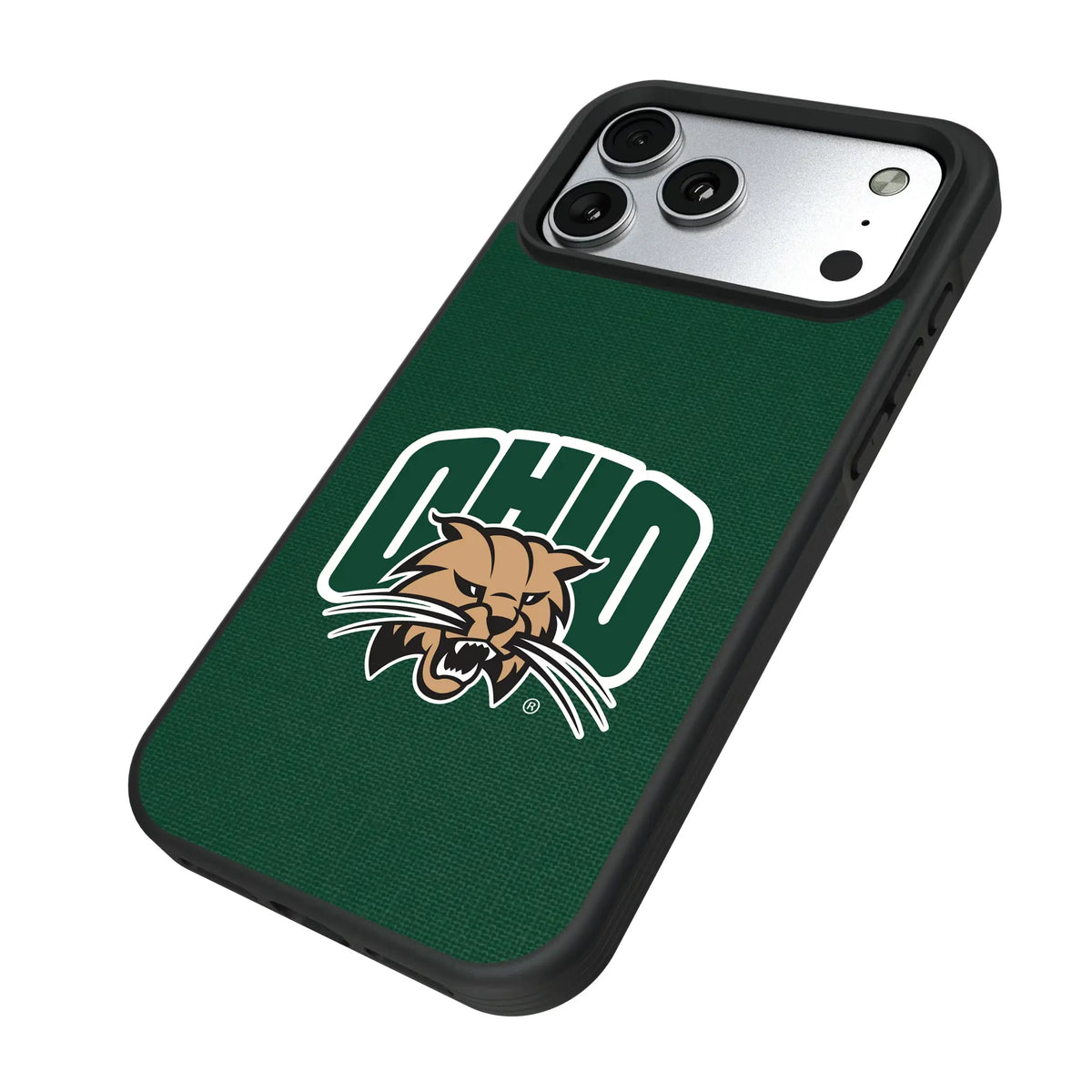 Ohio University Bobcats Solid iPhone Bump Phone Case for Apple iPhone - Isometric View#Device_iPhone 17 Pro Max