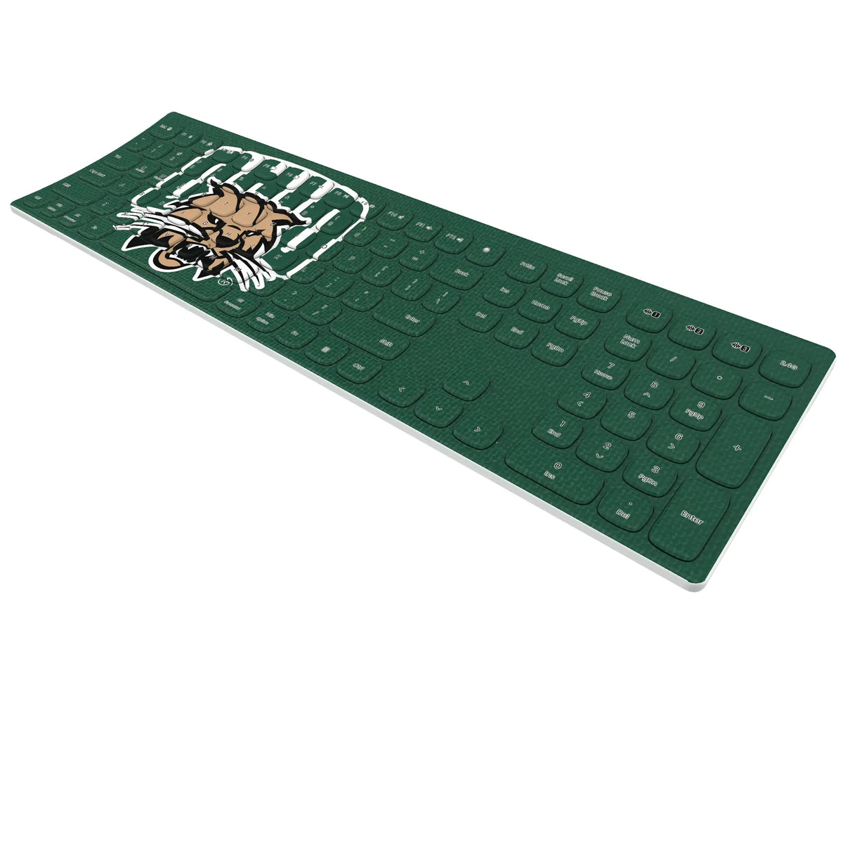 Ohio University Bobcats Solid KKB605 Curved Wireless Keyboard - Isometric View