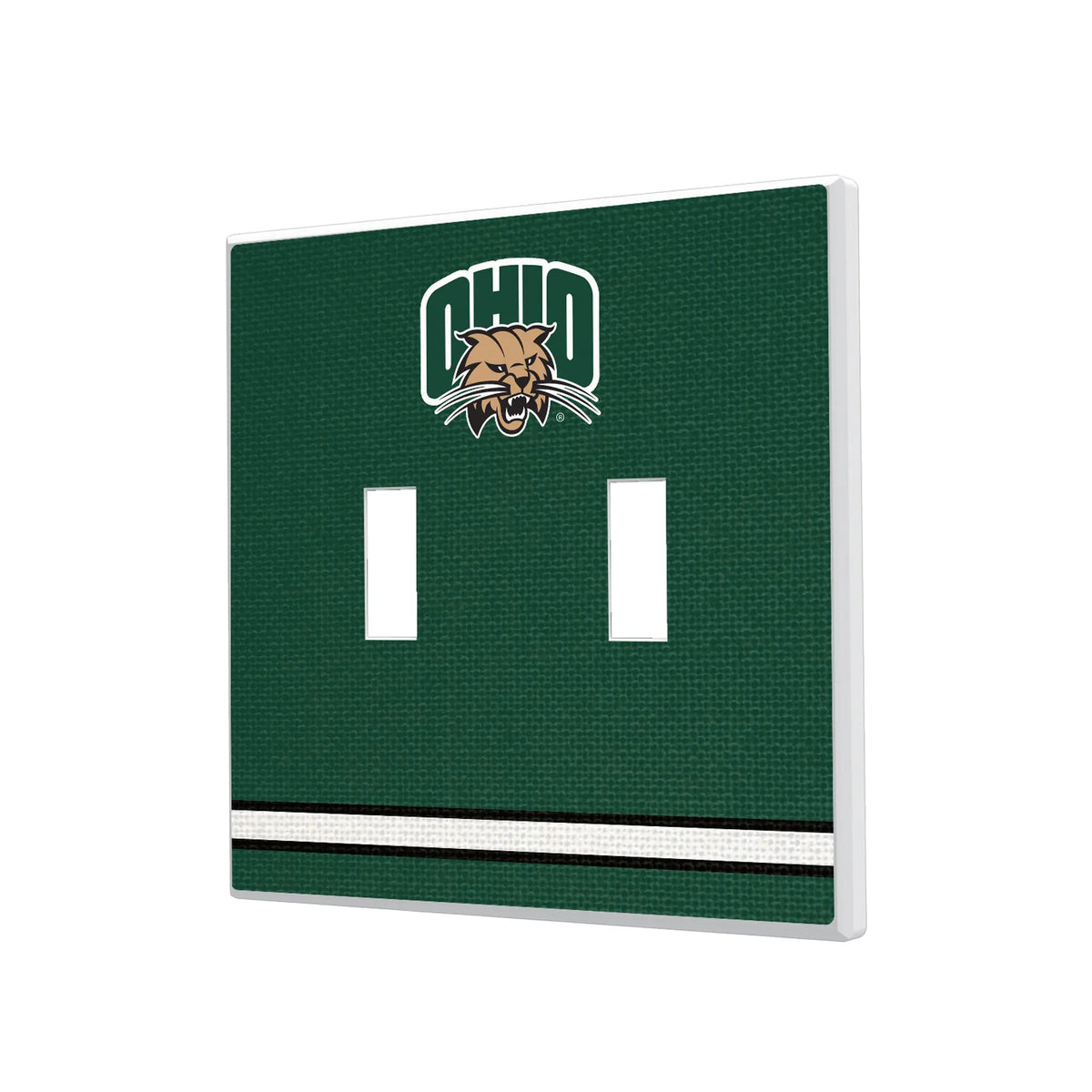 Ohio University Bobcats Stripe Hidden-Screw Light Switch Plate#Style_Double Toggle