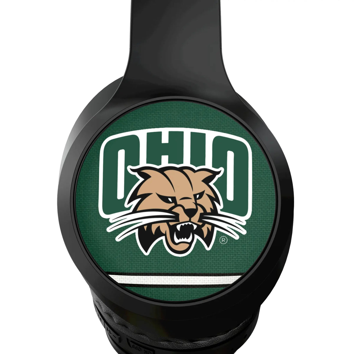 Ohio University Bobcats Stripe Wireless Over-Ear Headphones With Case - Detail