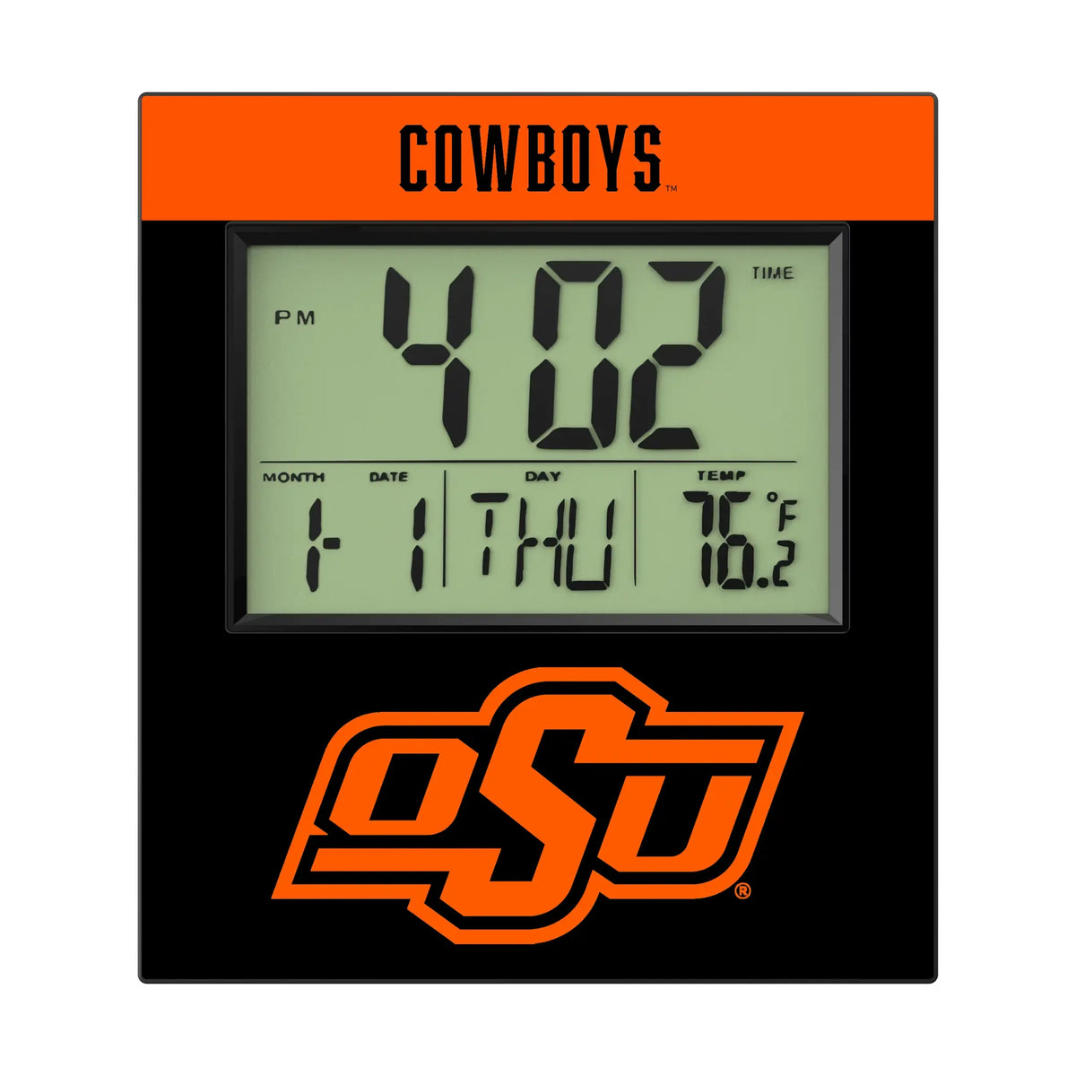 Oklahoma State University Cowboys Color Block Wall Clock