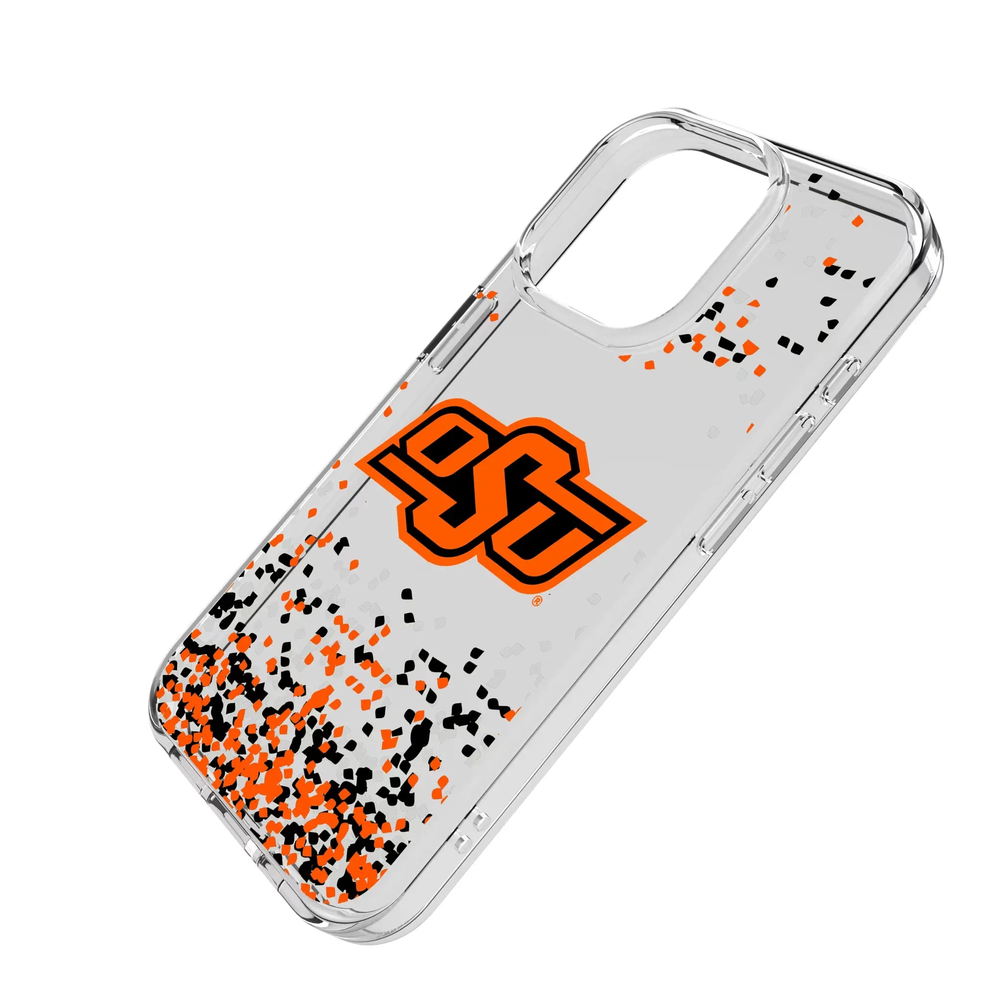 Oklahoma State University Cowboys Confetti iPhone Clear Phone Case for Apple iPhone - Isometric View