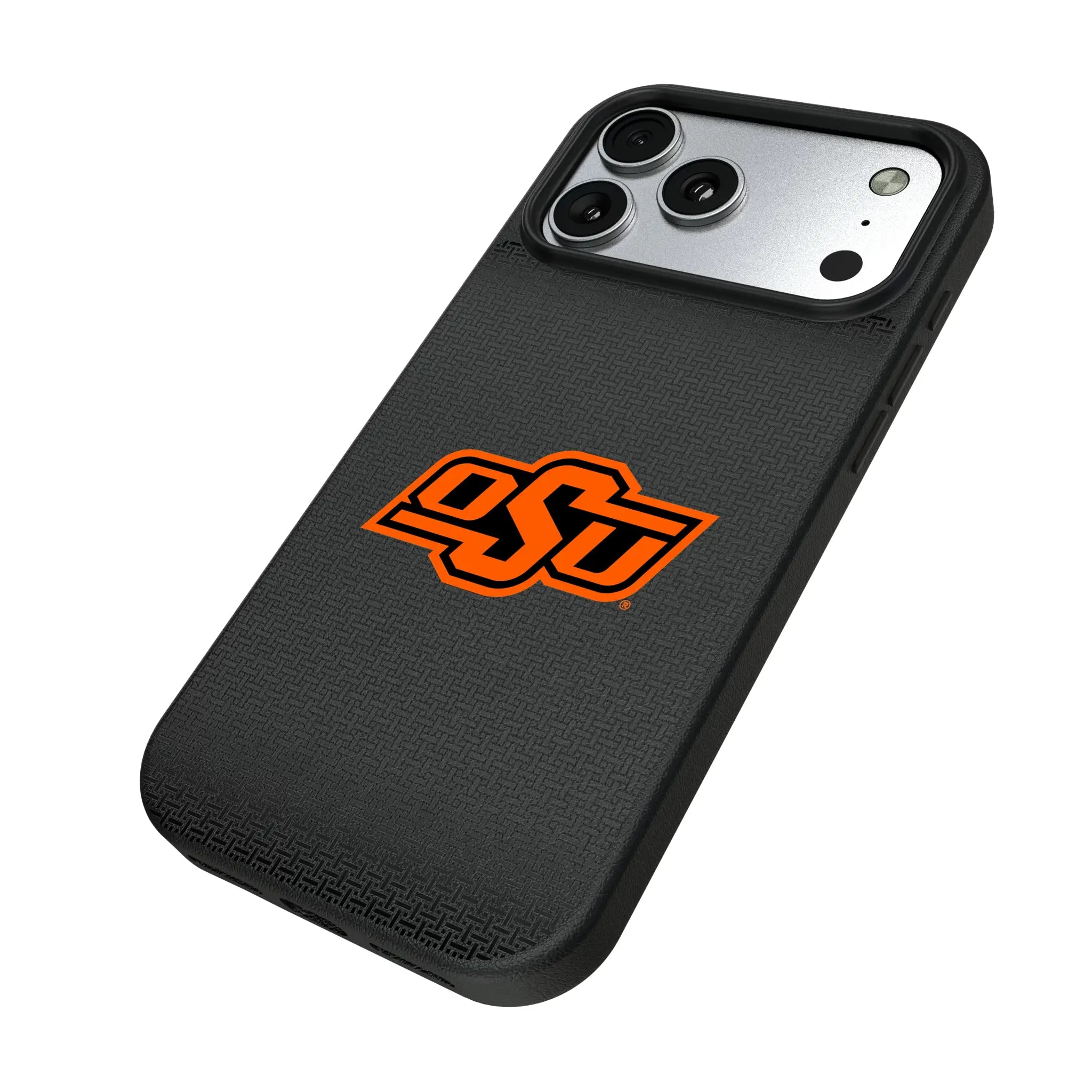 Oklahoma State University Cowboys Linen iPhone MagSafe Compatible Phone Case for Apple iPhone - Isometric View#Device_iPhone 17 Pro Max