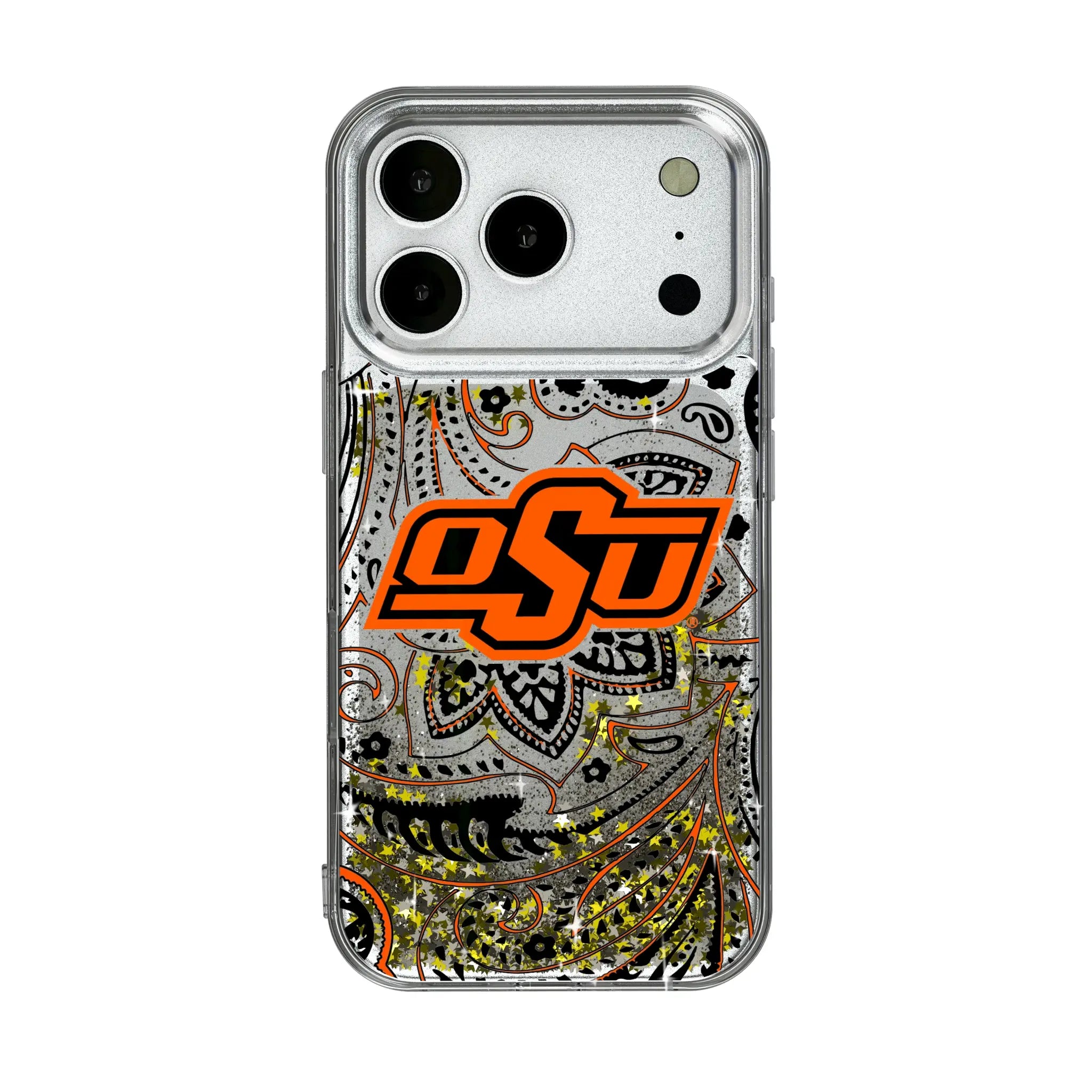 Oklahoma State University Cowboys Paisley iPhone Glitter Phone Case for Apple iPhone