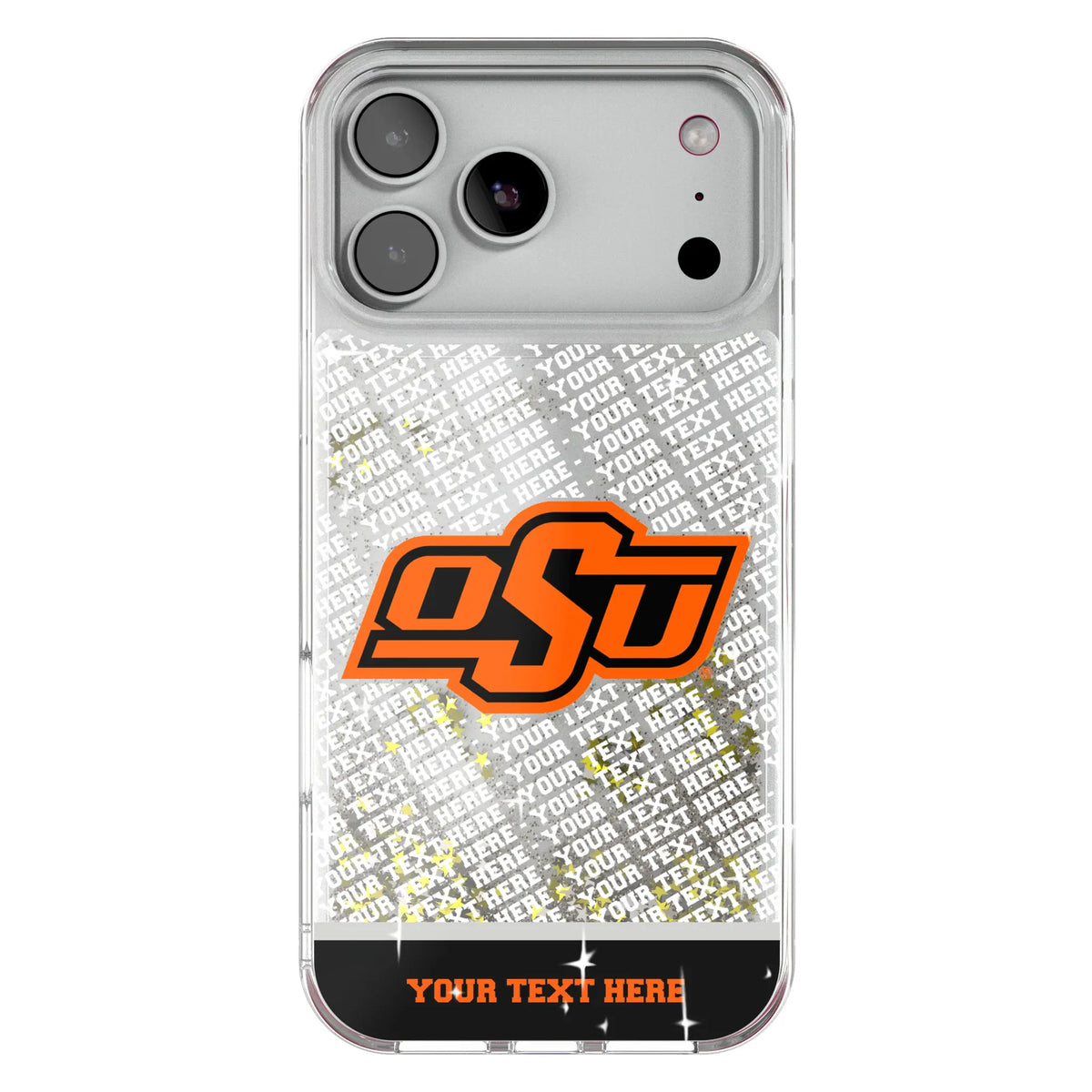 Oklahoma State University Cowboys Personalized EndZone Plus Glitter Phone Case for Apple iPhone