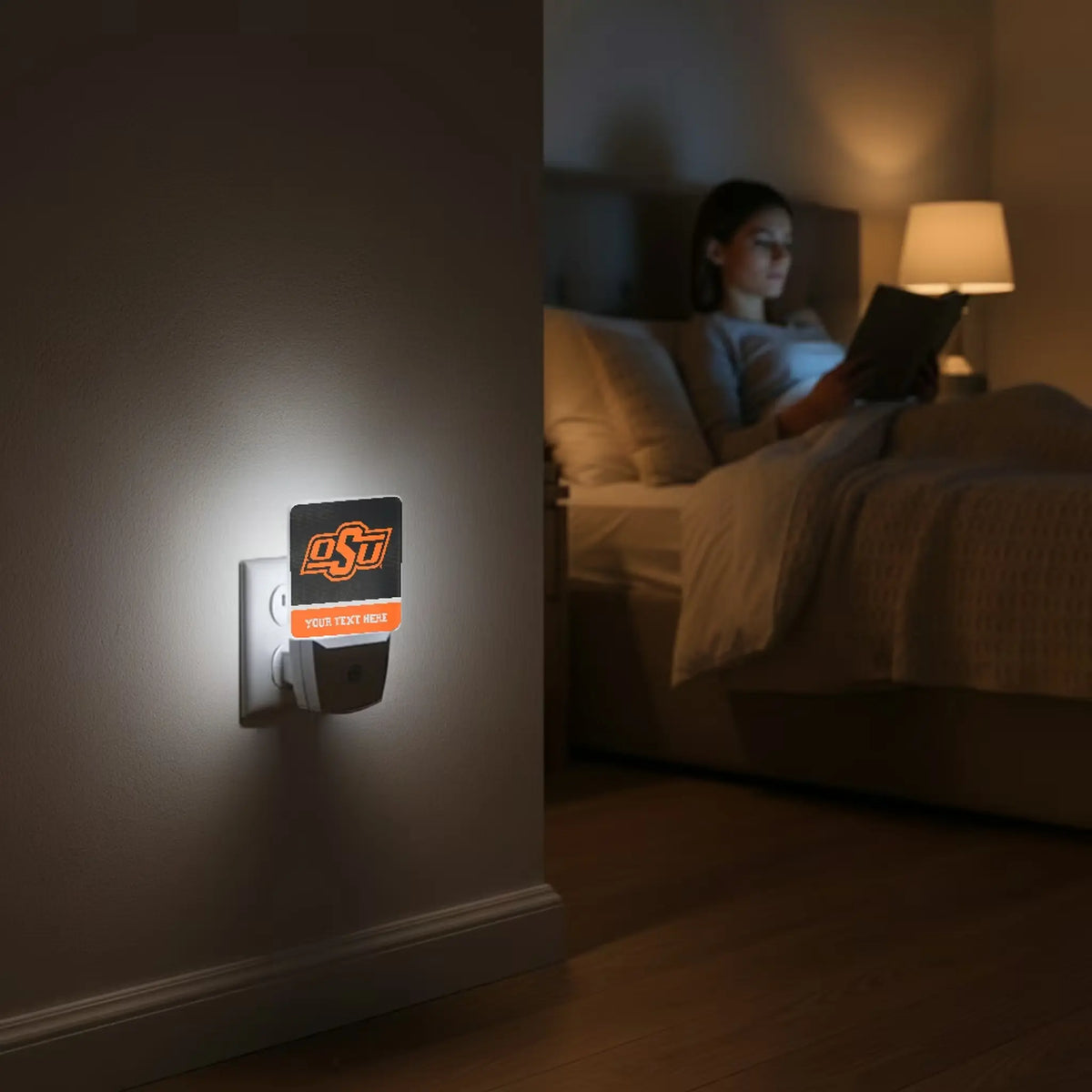 Oklahoma State University Cowboys Personalized Endzone Solid Night Light 2-Pack - Lifestyle