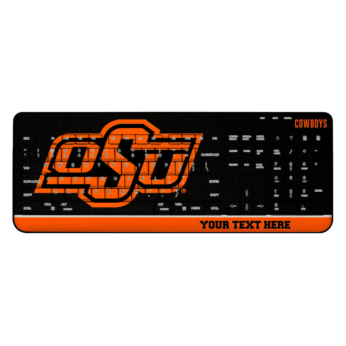Oklahoma State University Cowboys Personalized Endzone Solid Wireless USB Keyboard