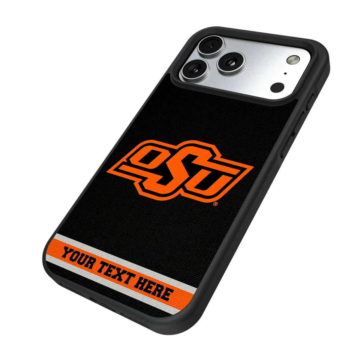 Oklahoma State University Cowboys Personalized Stripe iPhone Bump Phone Case for Apple iPhone - Isometric View#Device_iPhone 17 Pro Max
