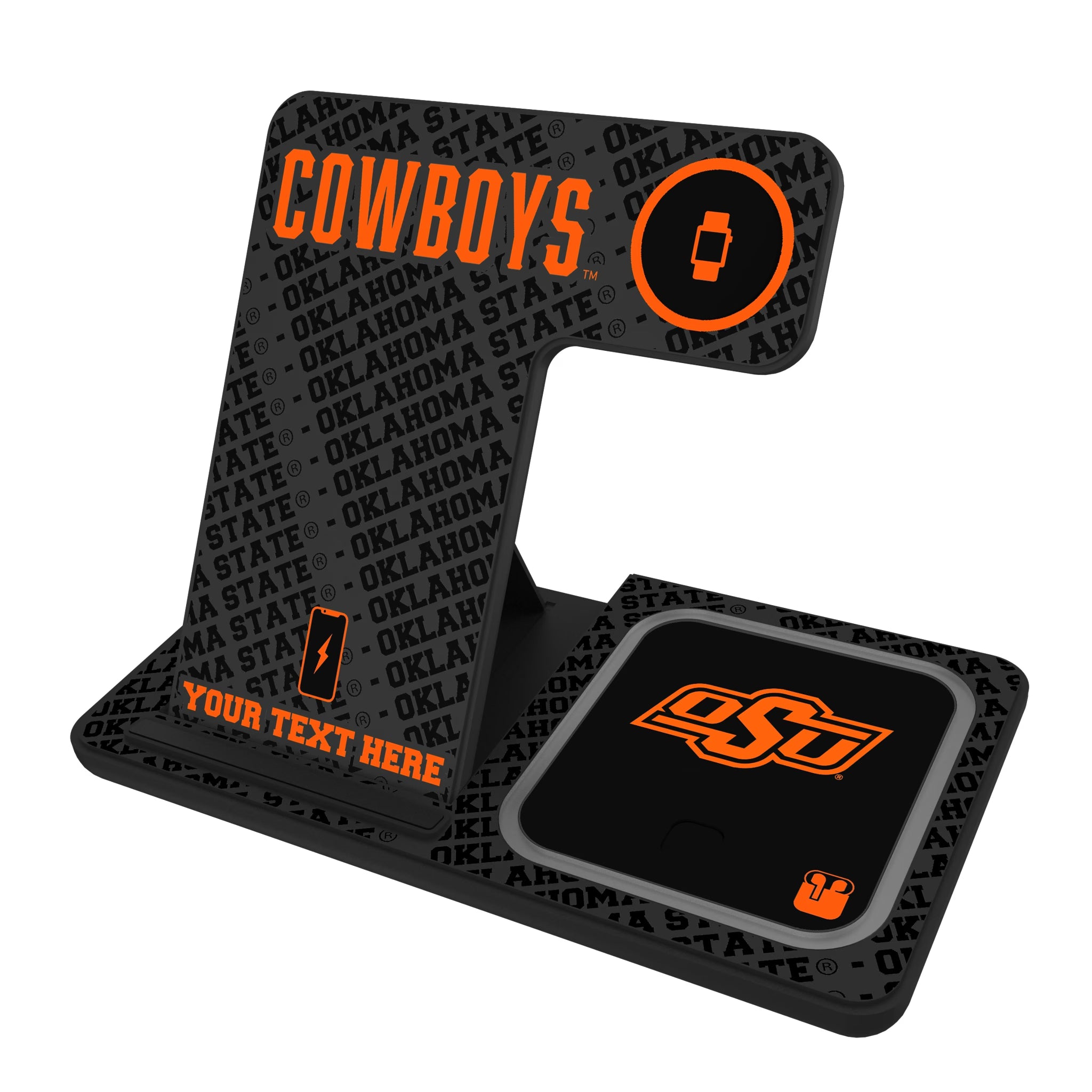 Oklahoma State University Cowboys Personalized Tilt 3 in 1 Charging Station