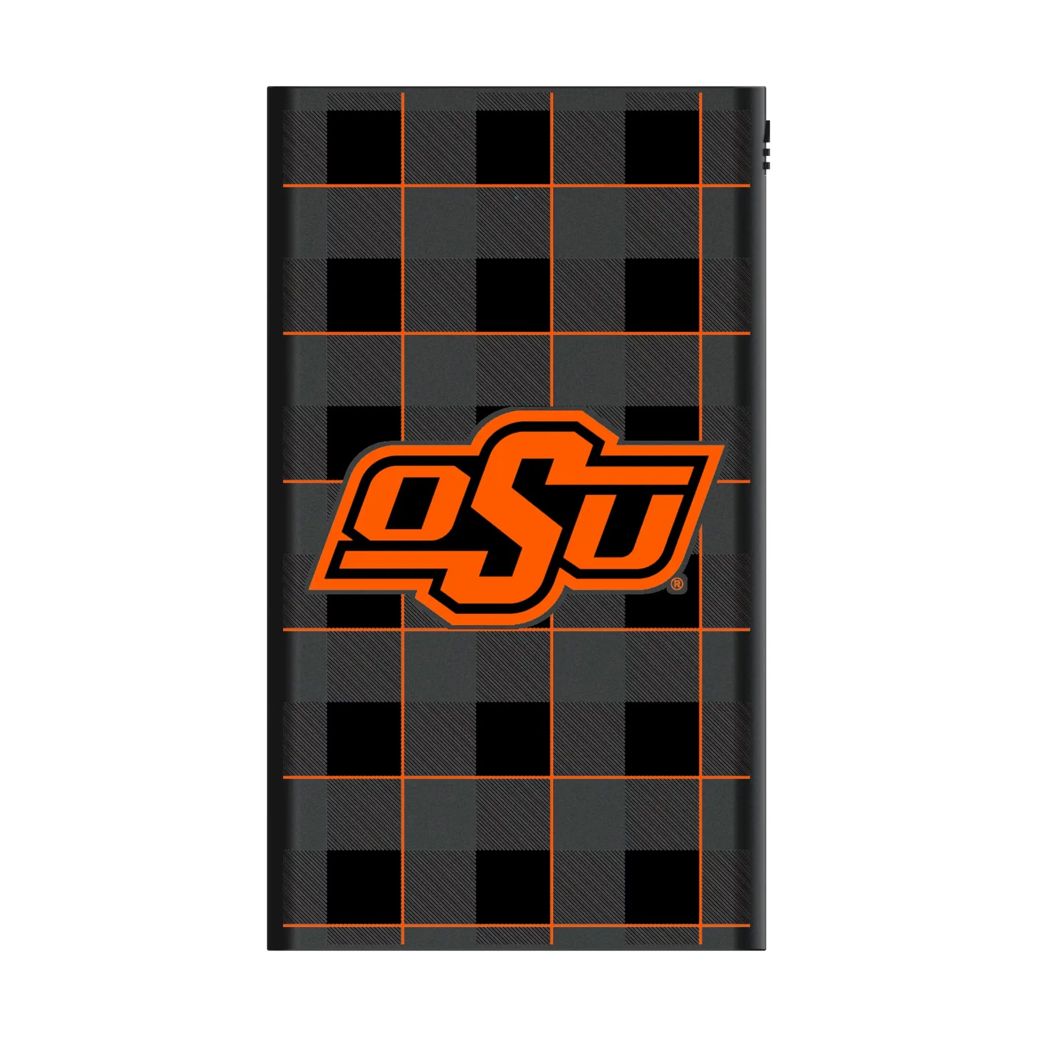 Oklahoma State University Cowboys Plaid 5000mAh Flat Power Bank