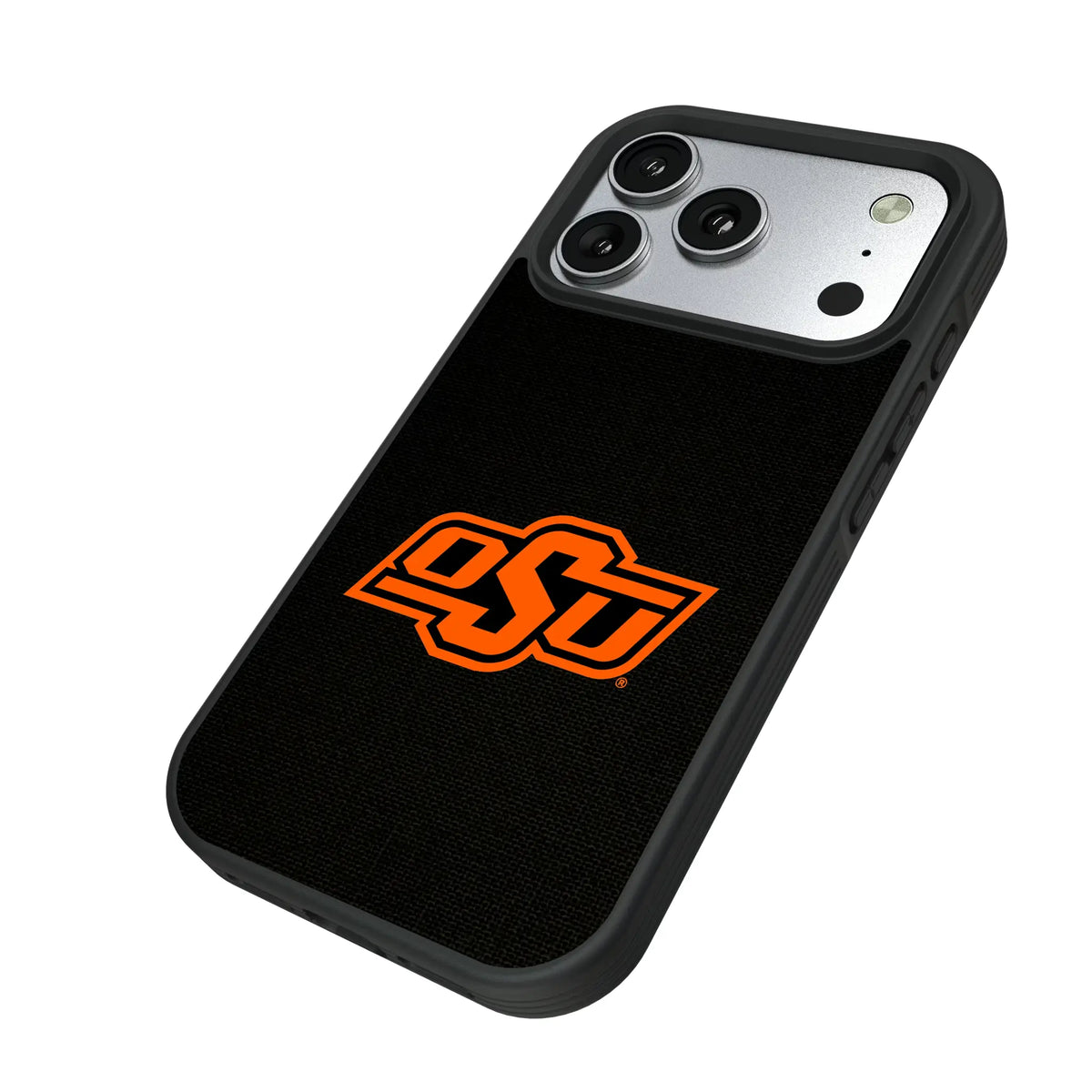 Oklahoma State University Cowboys Solid iPhone Bump Phone Case for Apple iPhone - Isometric View#Device_iPhone 17 Pro