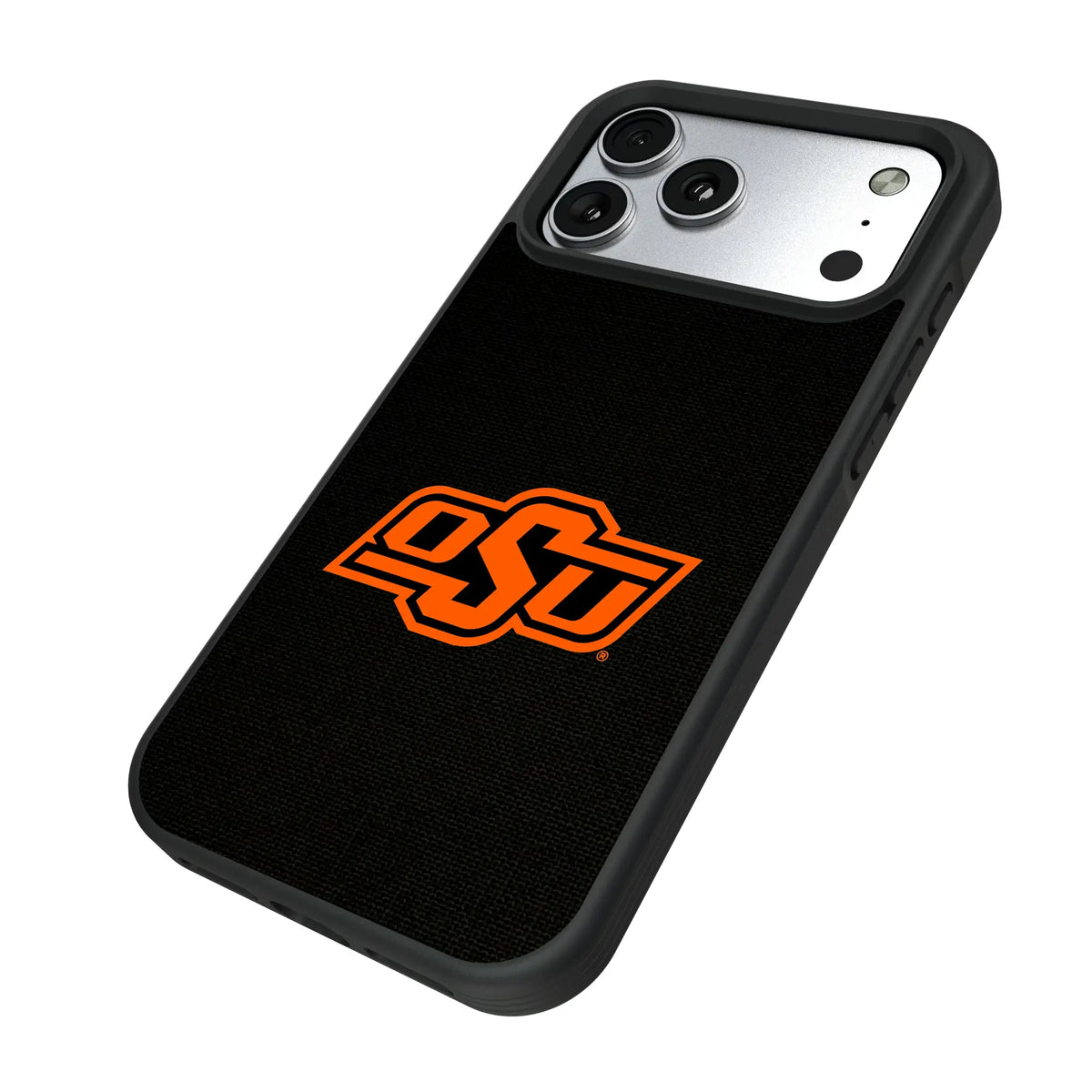 Oklahoma State University Cowboys Solid iPhone Bump Phone Case for Apple iPhone - Isometric View#Device_iPhone 17 Pro Max