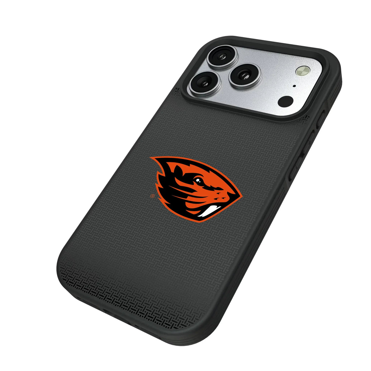 Oregon State University Beavers Linen iPhone Bump Phone Case for Apple iPhone - Isometric View#Device_iPhone 17 Pro