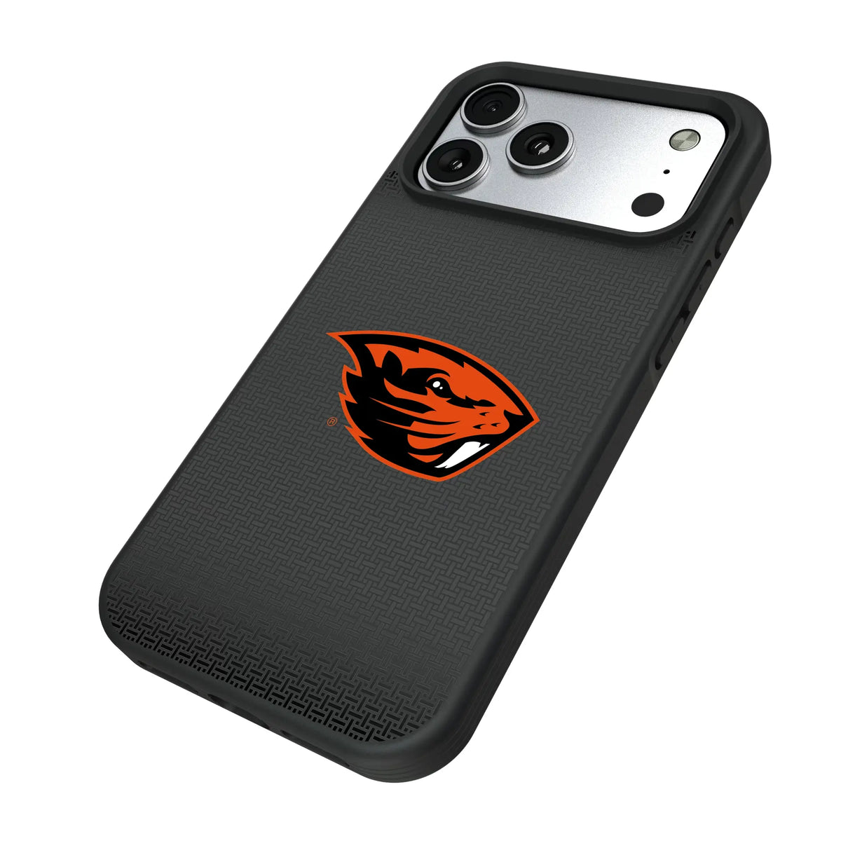 Oregon State University Beavers Linen iPhone Bump Phone Case for Apple iPhone - Isometric View#Device_iPhone 17 Pro Max