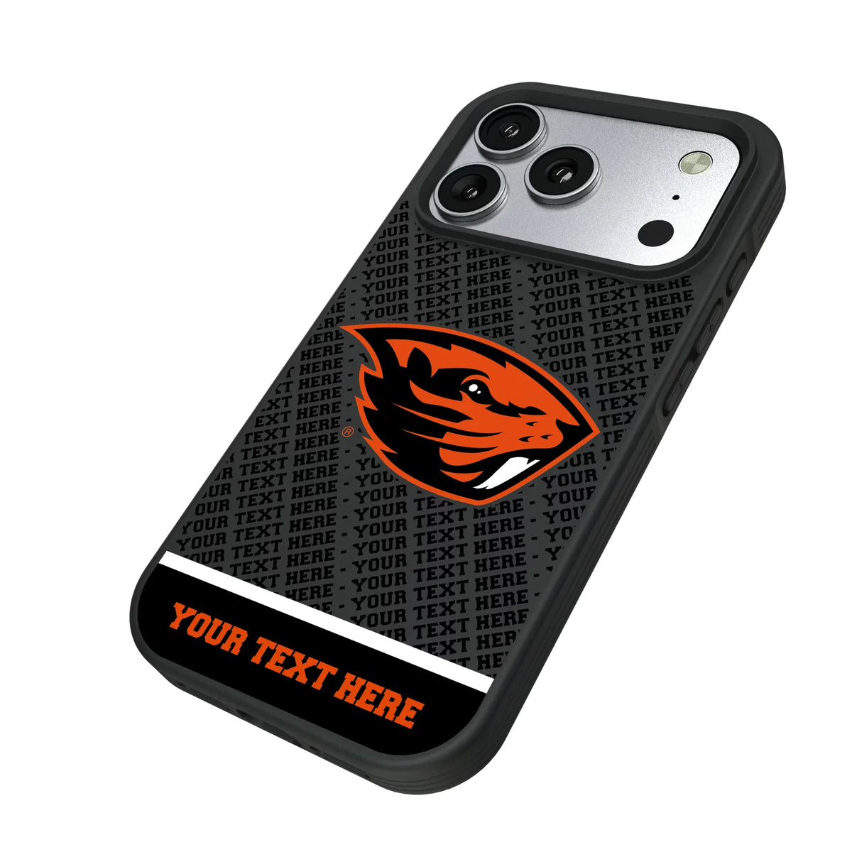 Oregon State University Beavers Personalized EndZone Plus iPhone Bump Phone Case for Apple iPhone - Isometric View#Device_iPhone 17 Pro