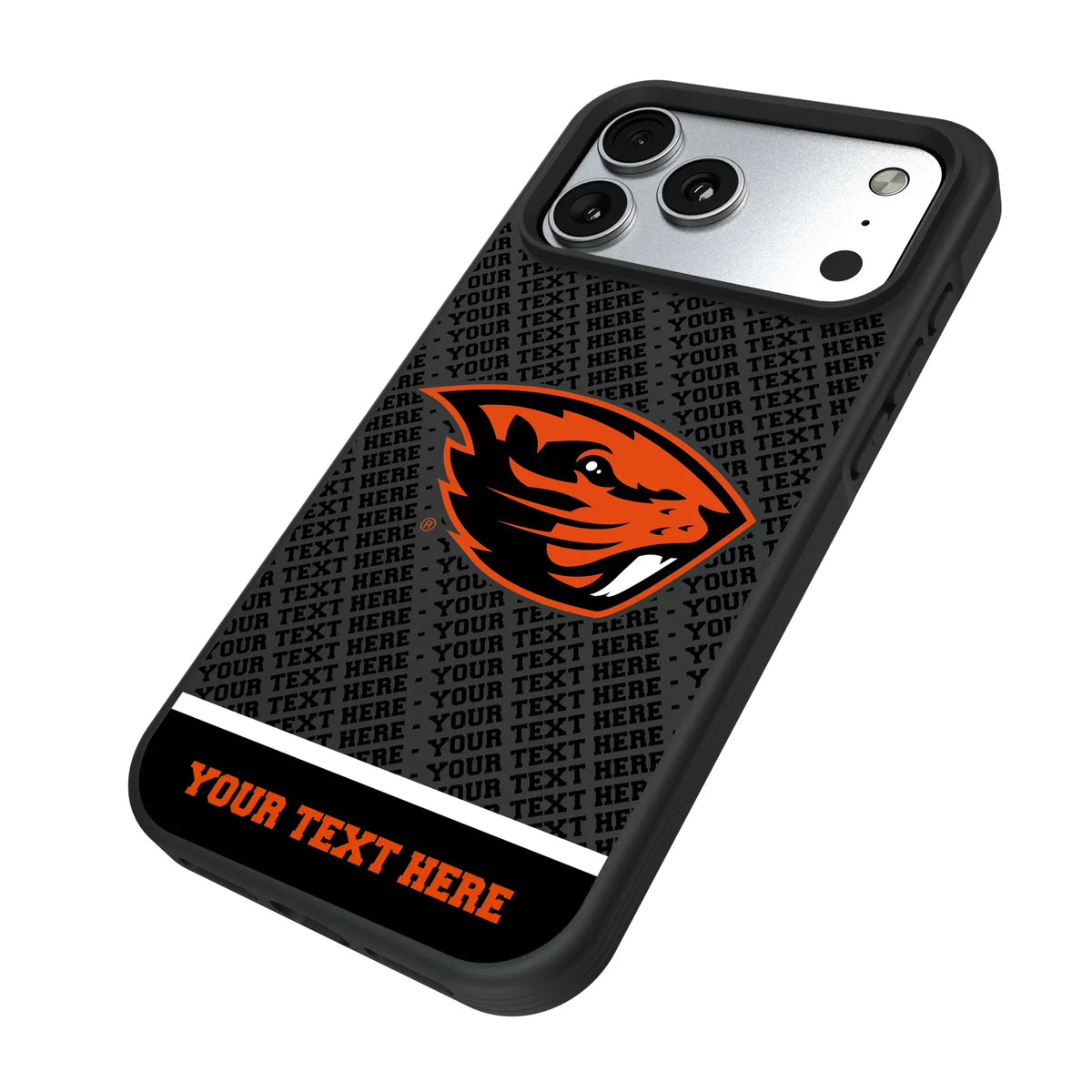 Oregon State University Beavers Personalized EndZone Plus iPhone Bump Phone Case for Apple iPhone - Isometric View#Device_iPhone 17 Pro Max