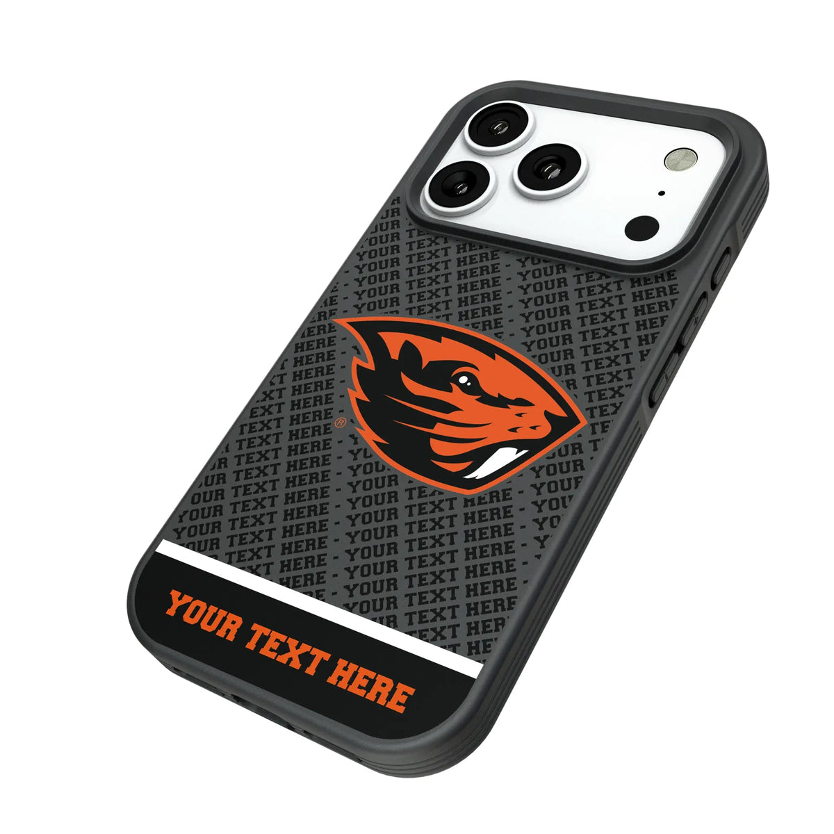 Oregon State University Beavers Personalized EndZone Plus iPhone Bump Phone Case for Apple iPhone - Isometric View#Device_iPhone 18 Pro