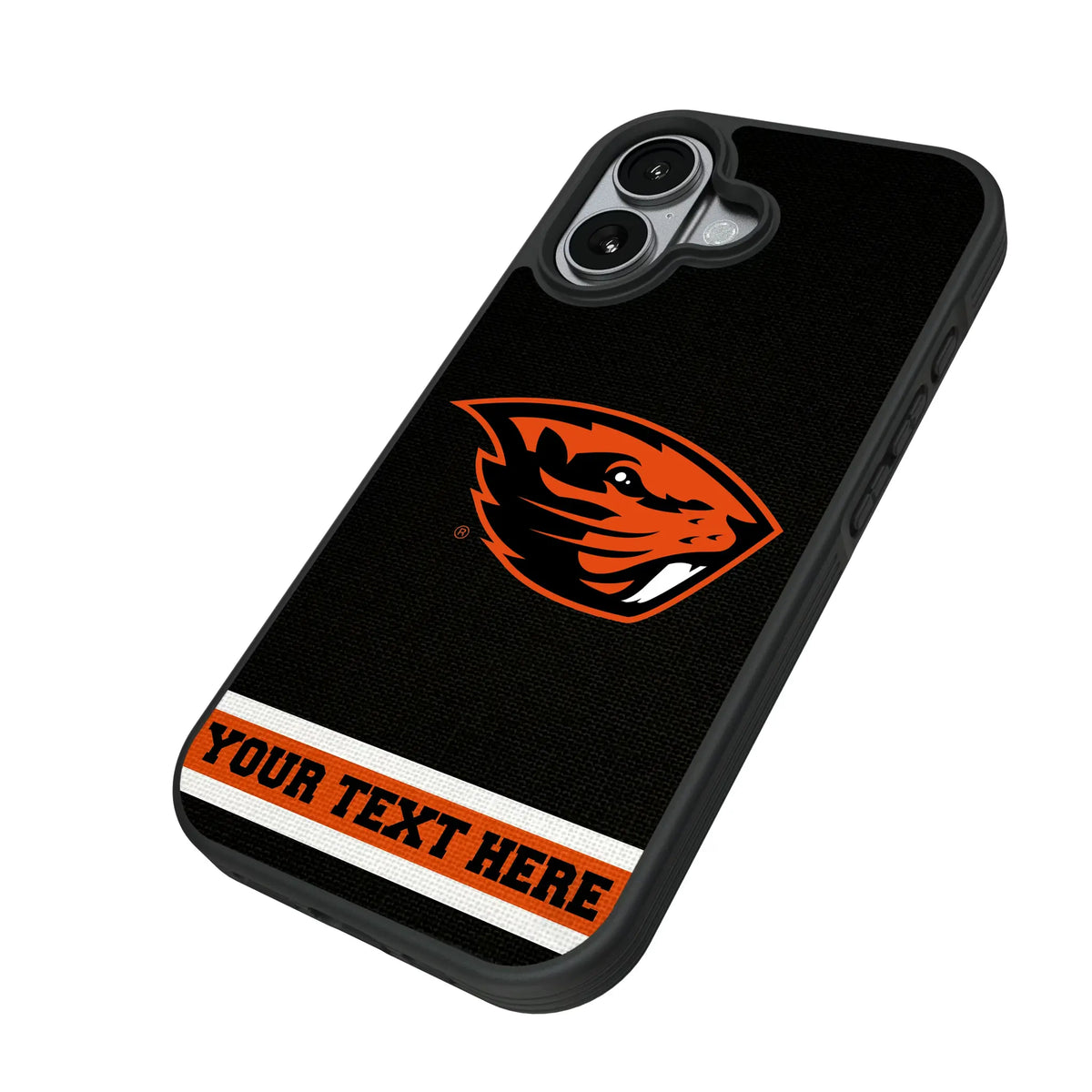 Oregon State University Beavers Personalized Stripe iPhone Bump Phone Case for Apple iPhone - Isometric View#Device_iPhone 17