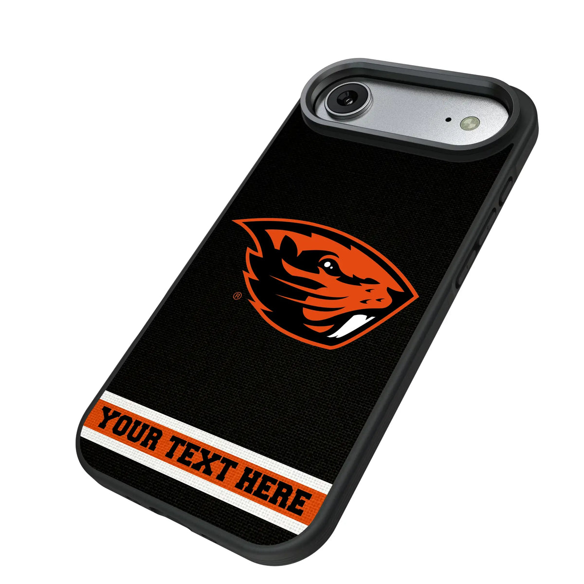 Oregon State University Beavers Personalized Stripe iPhone Bump Phone Case for Apple iPhone - Isometric View#Device_iPhone Air