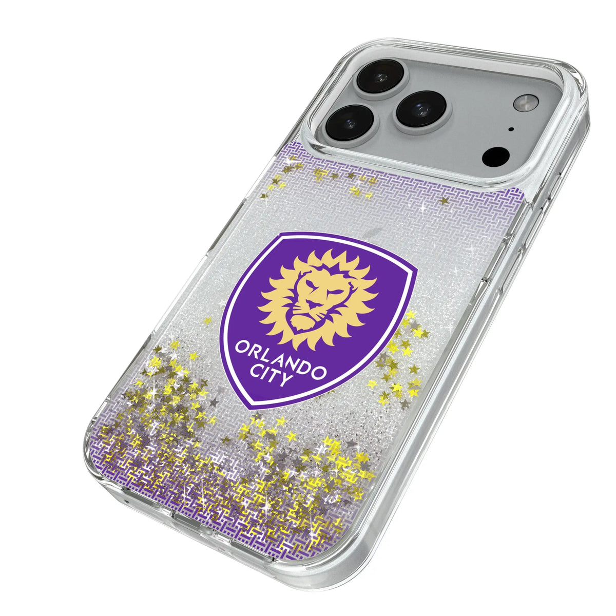 Orlando City Soccer Club Linen iPhone Glitter Phone Case for Apple iPhone - Isometric View#Device_iPhone 18 Pro