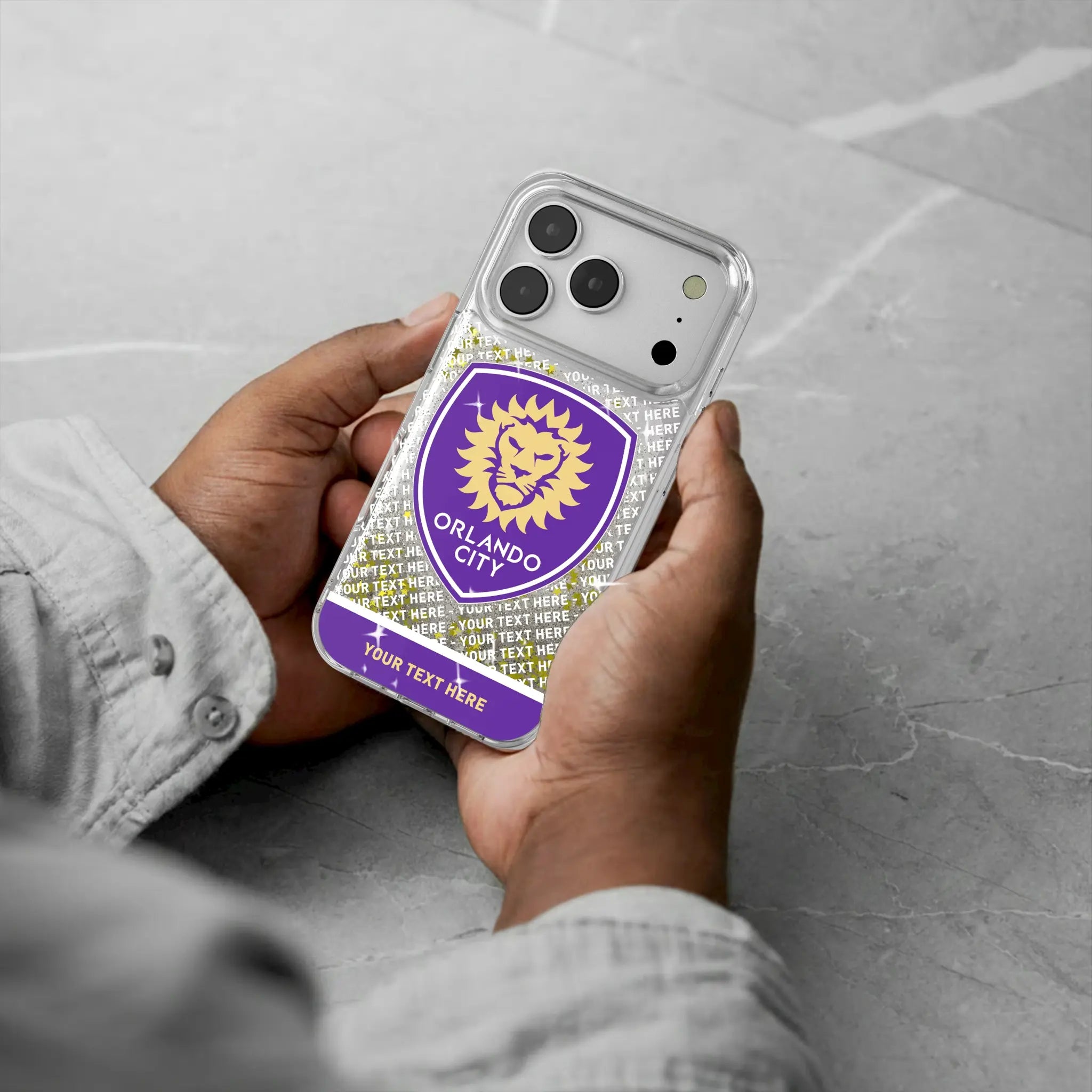 Orlando City Soccer Club Personalized EndZone Plus iPhone Glitter Phone Case for Apple iPhone - Lifestyle#Device_iPhone 17 Pro