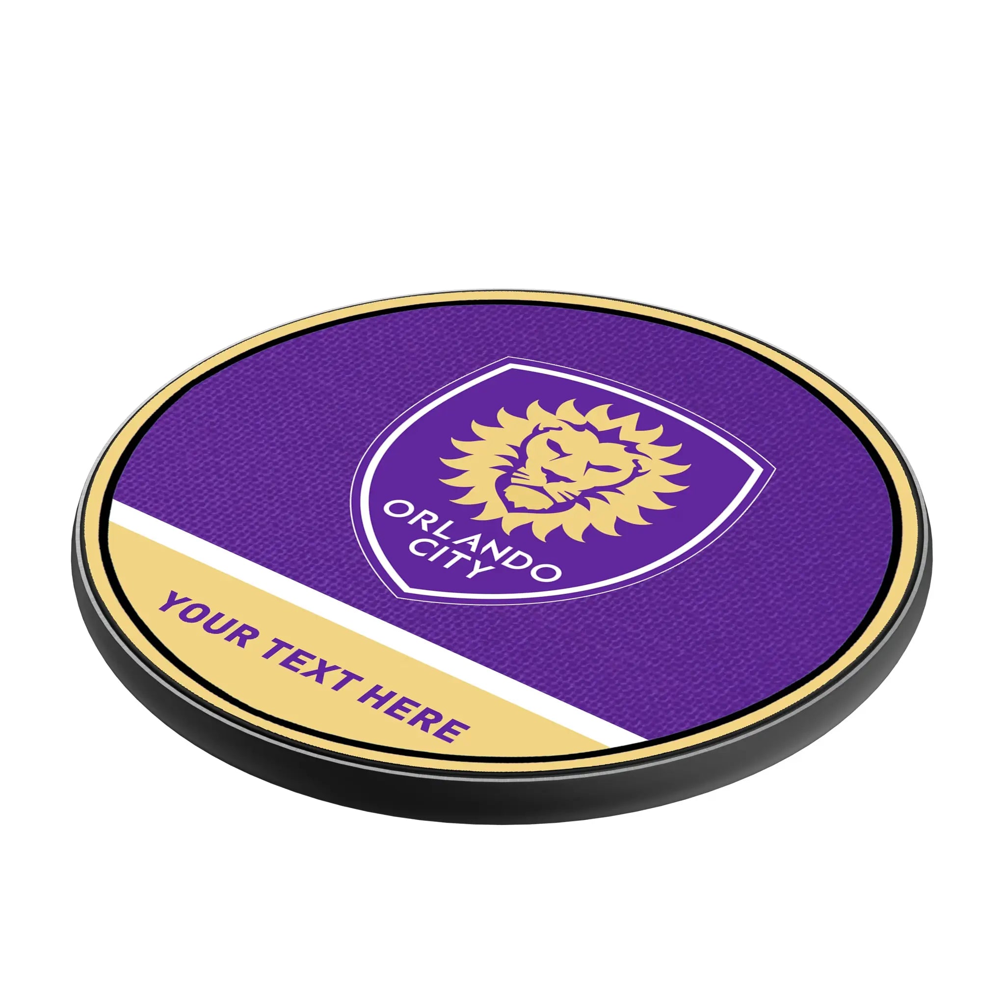 Orlando City Soccer Club Personalized Endzone Solid 15-Watt Wireless Charger - Isometric View