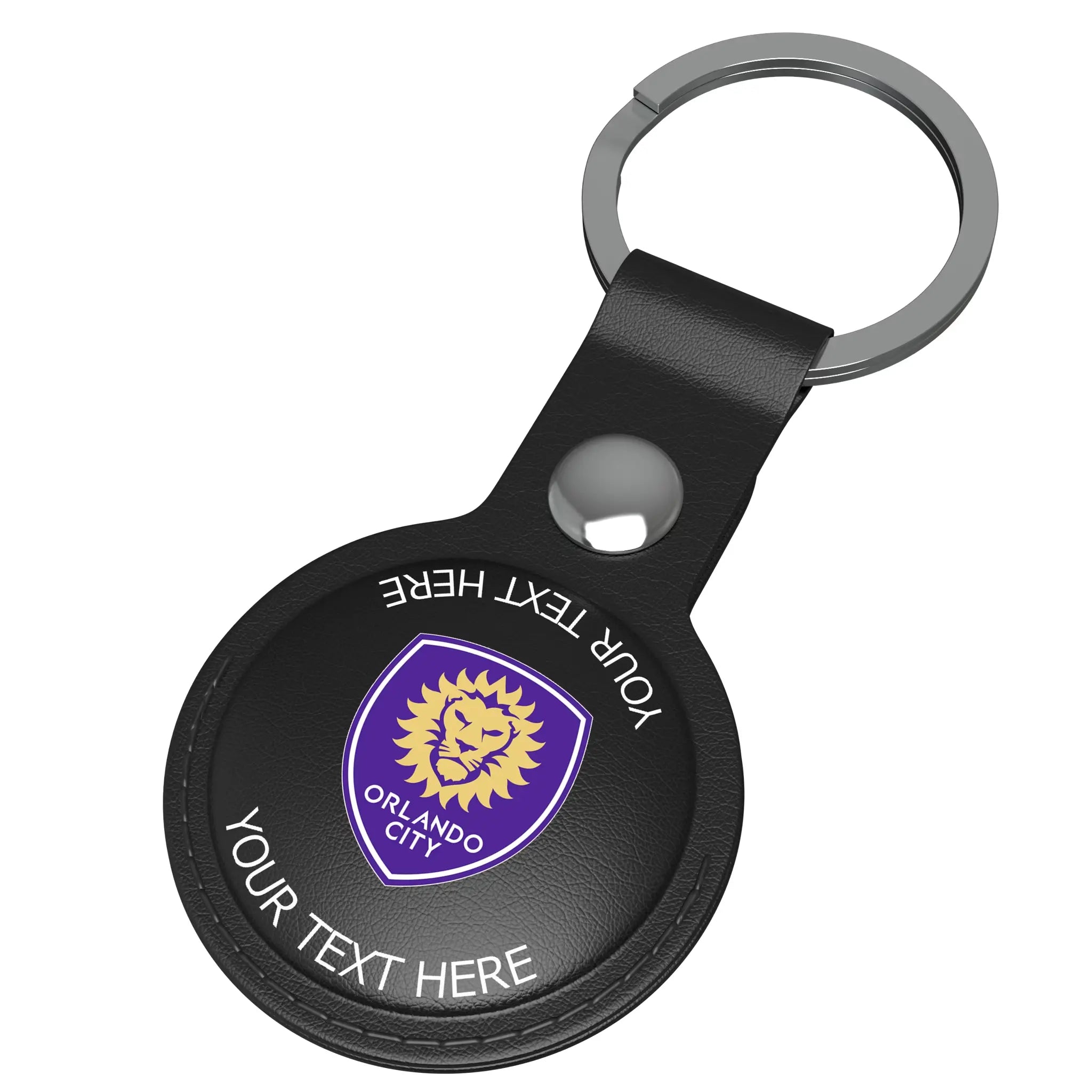 Orlando City Soccer Club Personalized Insignia AirTag Black Airtag Holder - Isometric View